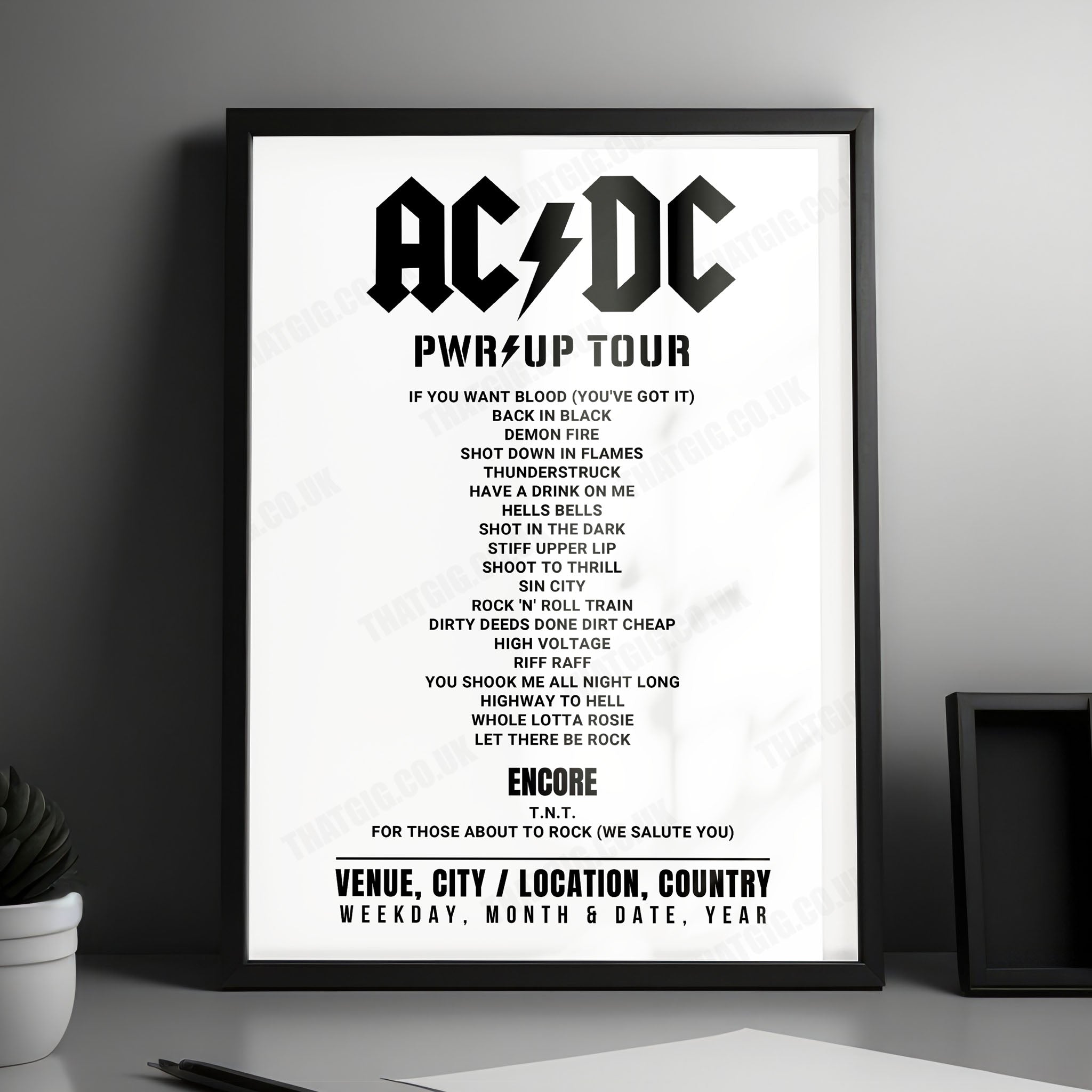 AC/DC Setlist Poster - Nissan Stadium, Nashville - May 21st, 2025