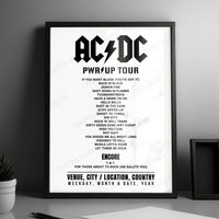AC/DC Setlist Poster - RCF Arena Campovolo, Reggio nell'Emilia - May 25th, 2024