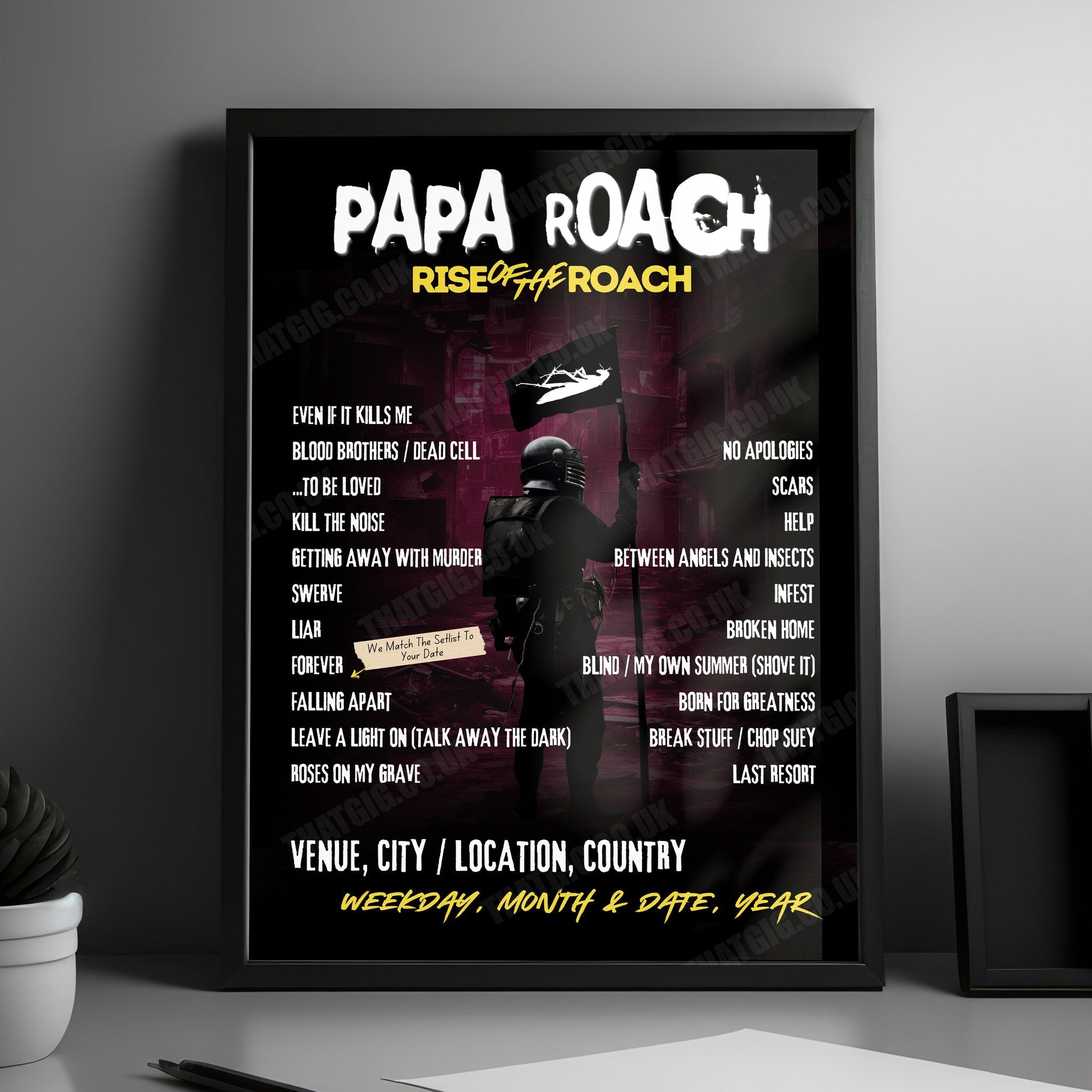 Papa Roach Setlist Poster - Arena COS Torwar, Warsaw, Poland - January 27th, 2025