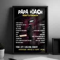 Papa Roach Setlist Poster - Arena COS Torwar, Warsaw, Poland - January 27th, 2025