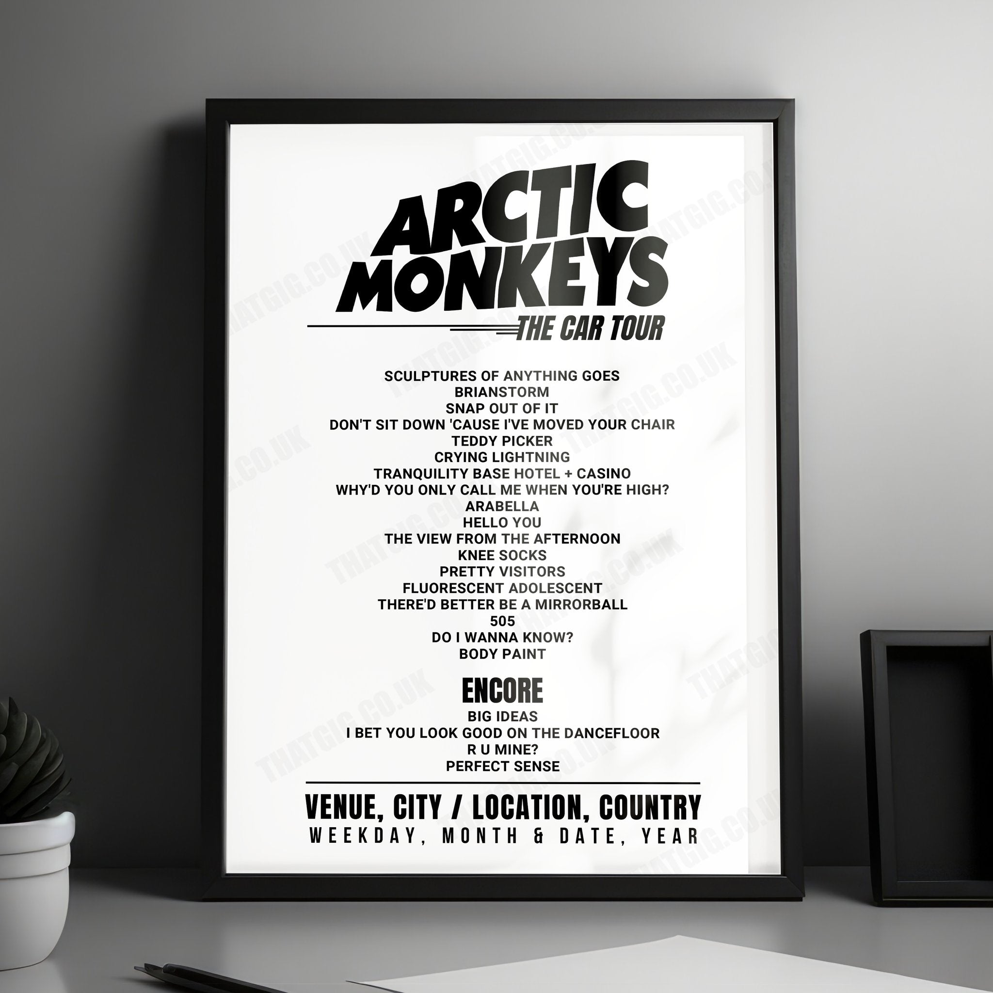 Arctic Monkeys Setlist Poster - 3Arena, Dublin - October 15th, 2023