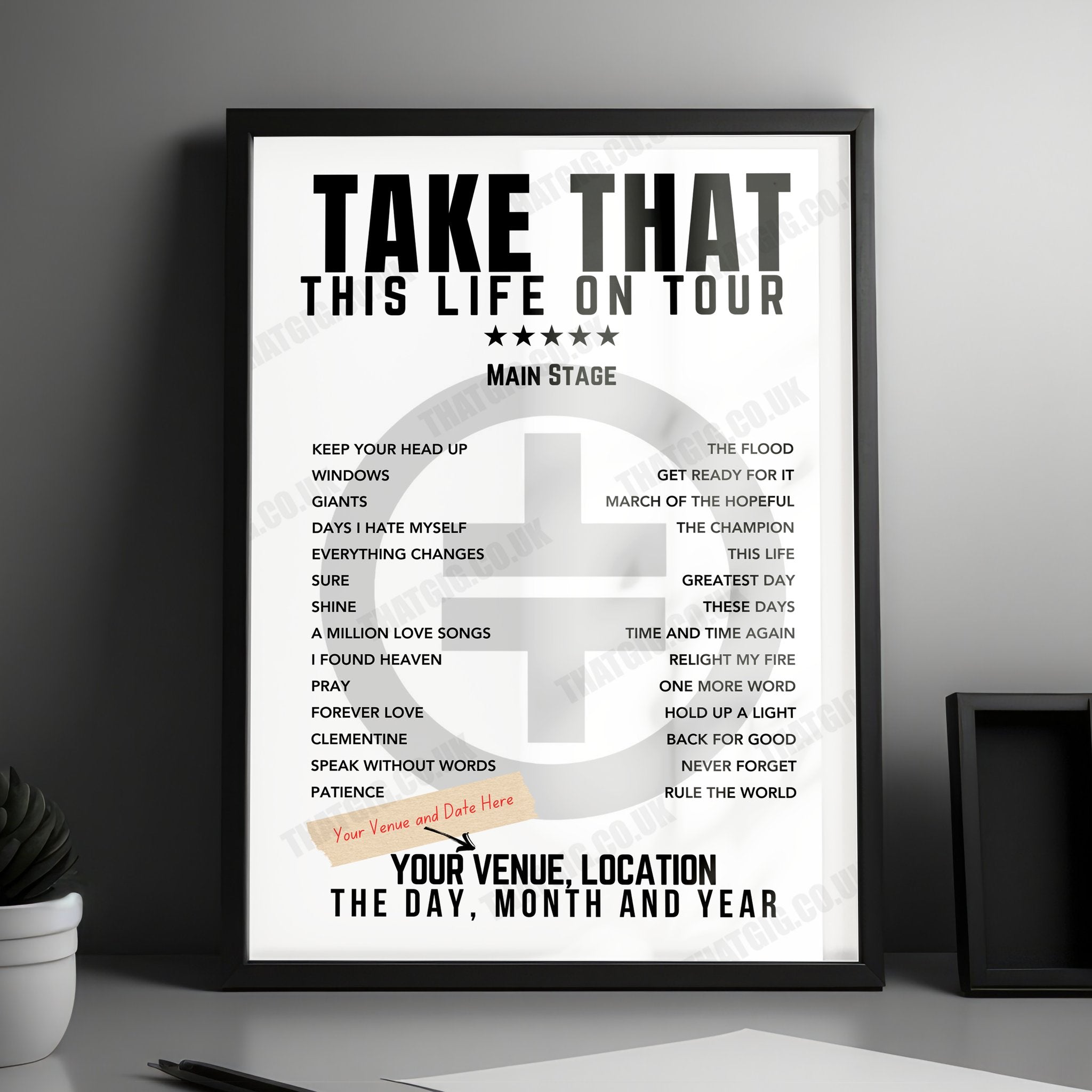 Take That Setlist Poster - The O2 Arena London - April 28th, 2024