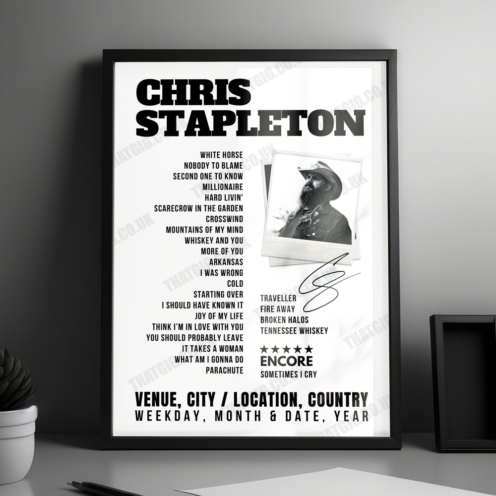Chris Stapleton Setlist Poster - Van Andel Arena, Grand Rapids - June 2nd, 2023