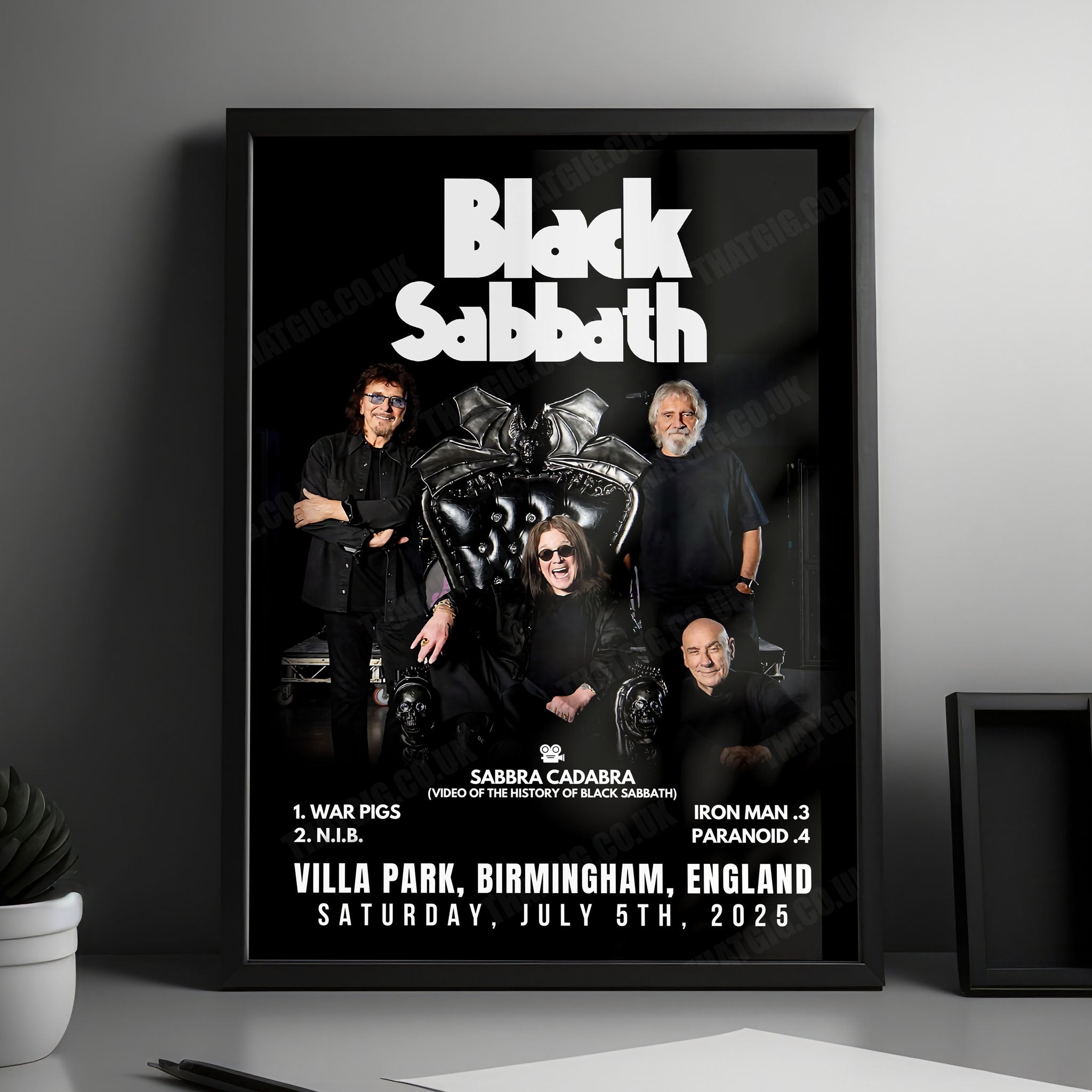 Black Sabbath Setlist Poster - Back to the Beginning - Villa Park, Birmingham - July 5th, 2025