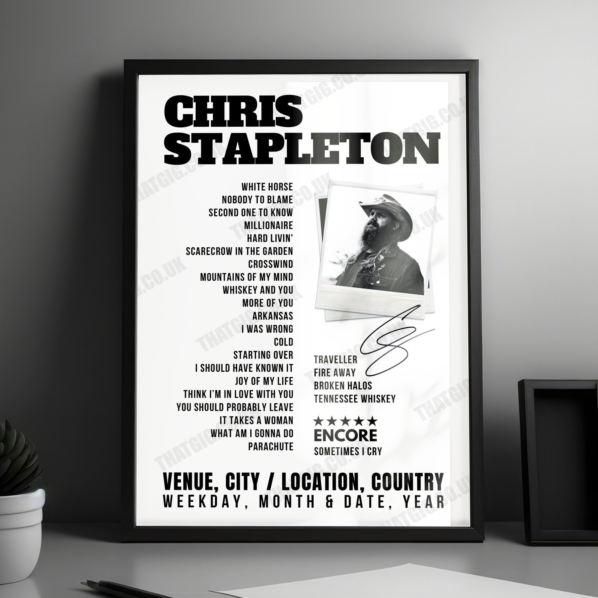 Chris Stapleton Concert Poster – Legacy Arena at the BJCC, Birmingham, AL, USA – August 21st, 2024