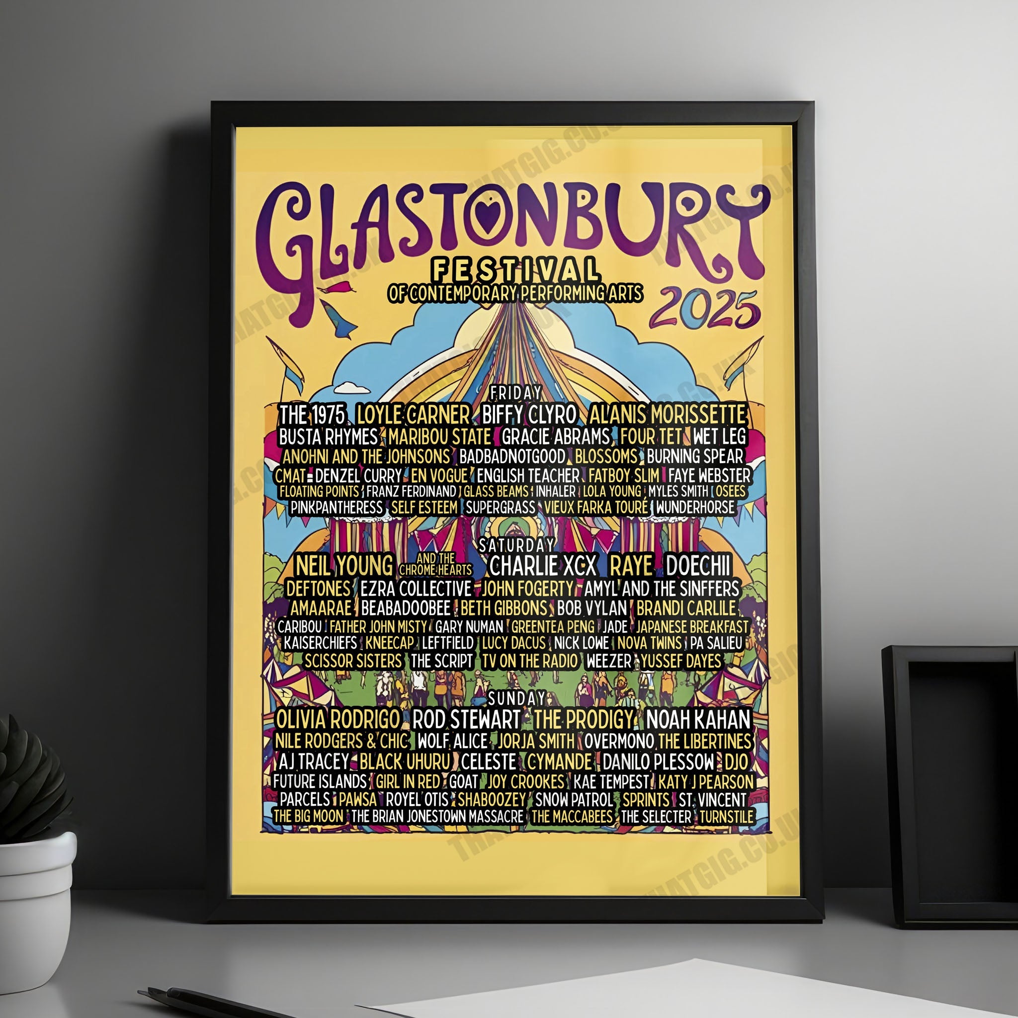 Glastonbury 2025 Worthy Farm Line-up Poster - Full 3-Day Festival Edition