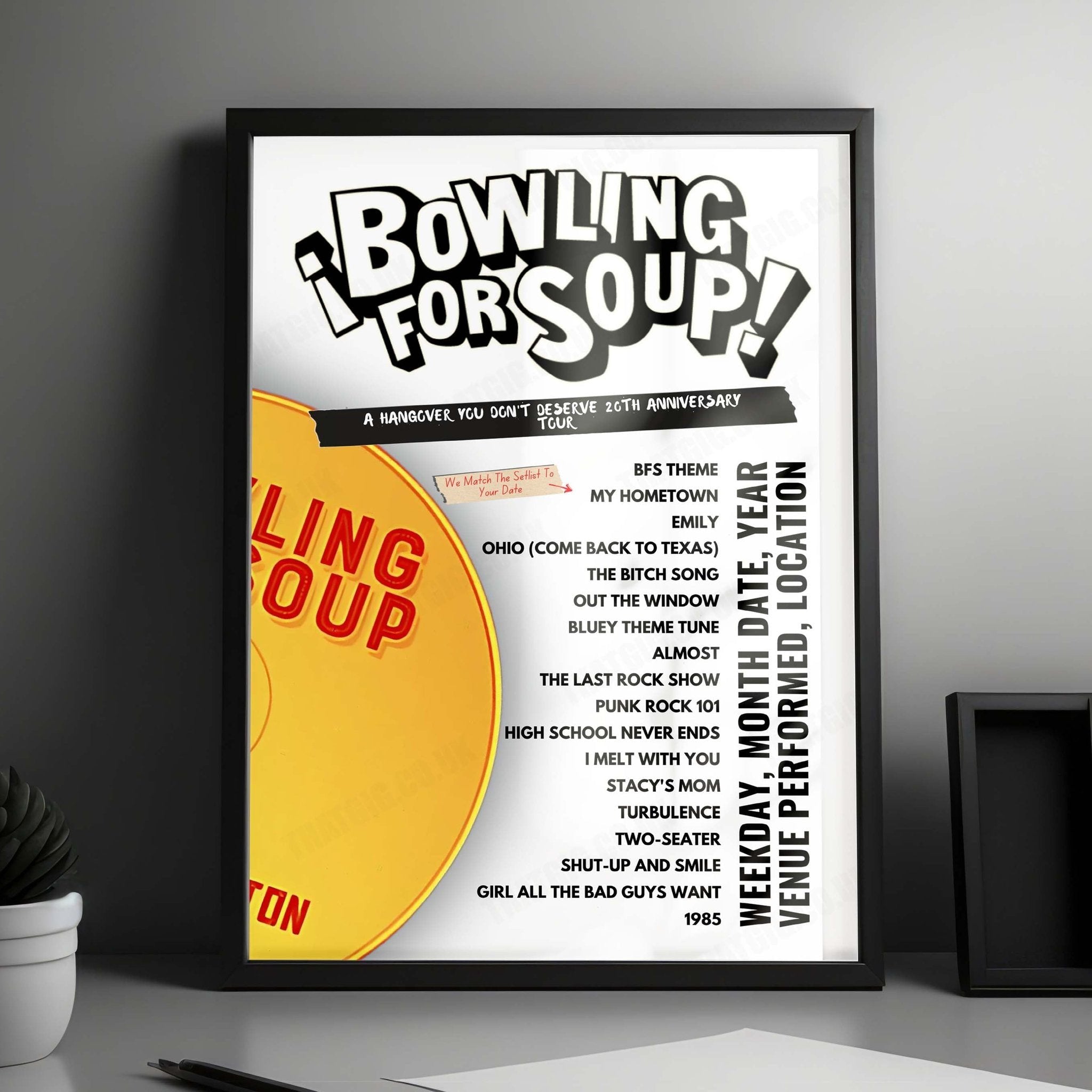 Bowling for Soup Setlist Poster - Empire Live, Albany - September 20th, 2024