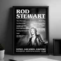 Rod Stewart Setlist Poster - Newcastle City Hall, Newcastle upon Tyne, England - December 18th, 1976