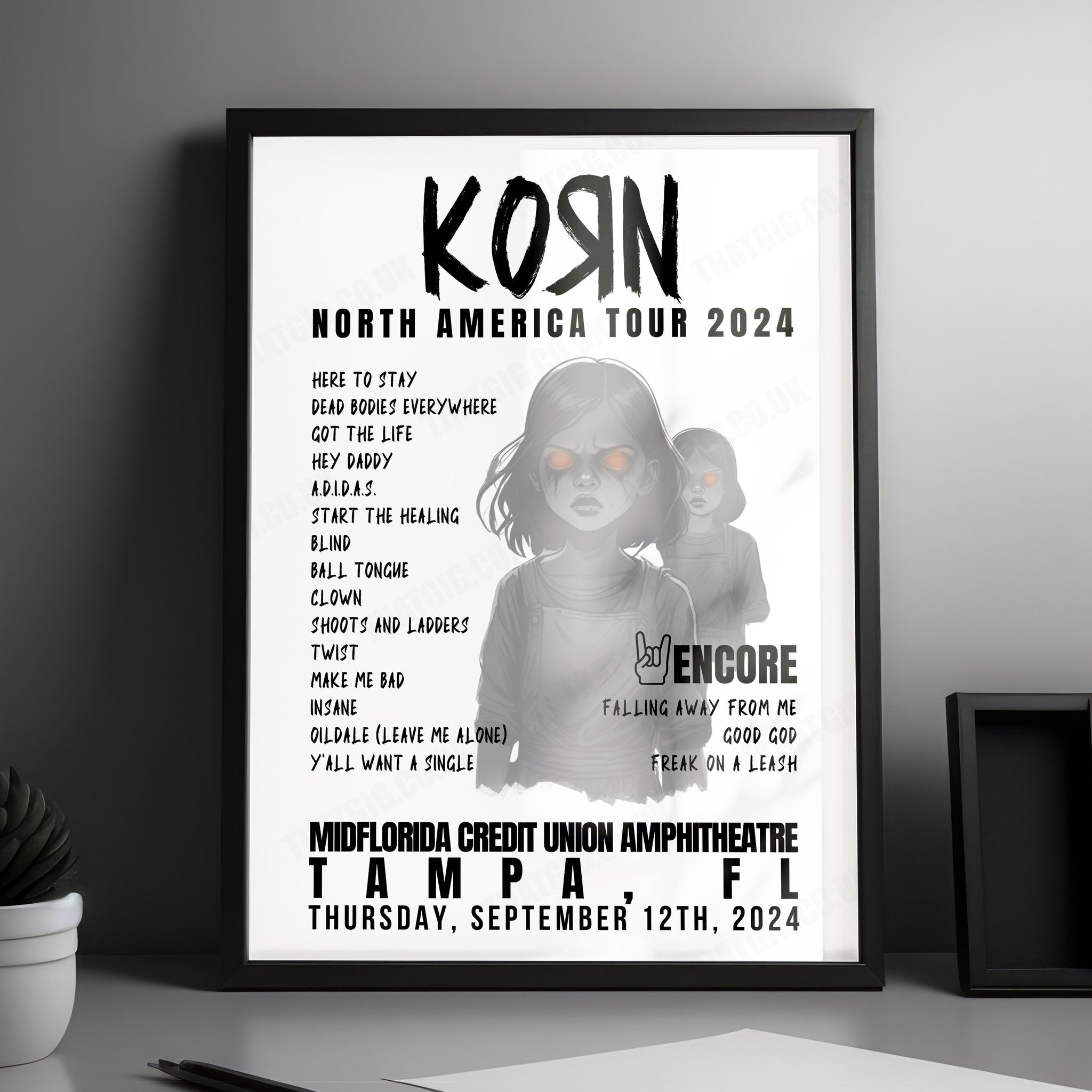 Korn Setlist Poster, Freedom Mortgage Pavilion, Camden - September 20th, 2024
