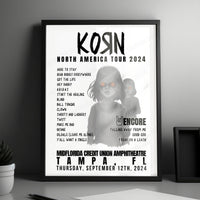 Korn Setlist Poster, Freedom Mortgage Pavilion, Camden - September 20th, 2024