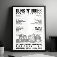 Guns N’ Roses Setlist Poster - Talking Stick Resort Amphitheatre, Phoenix - October 11th, 2023