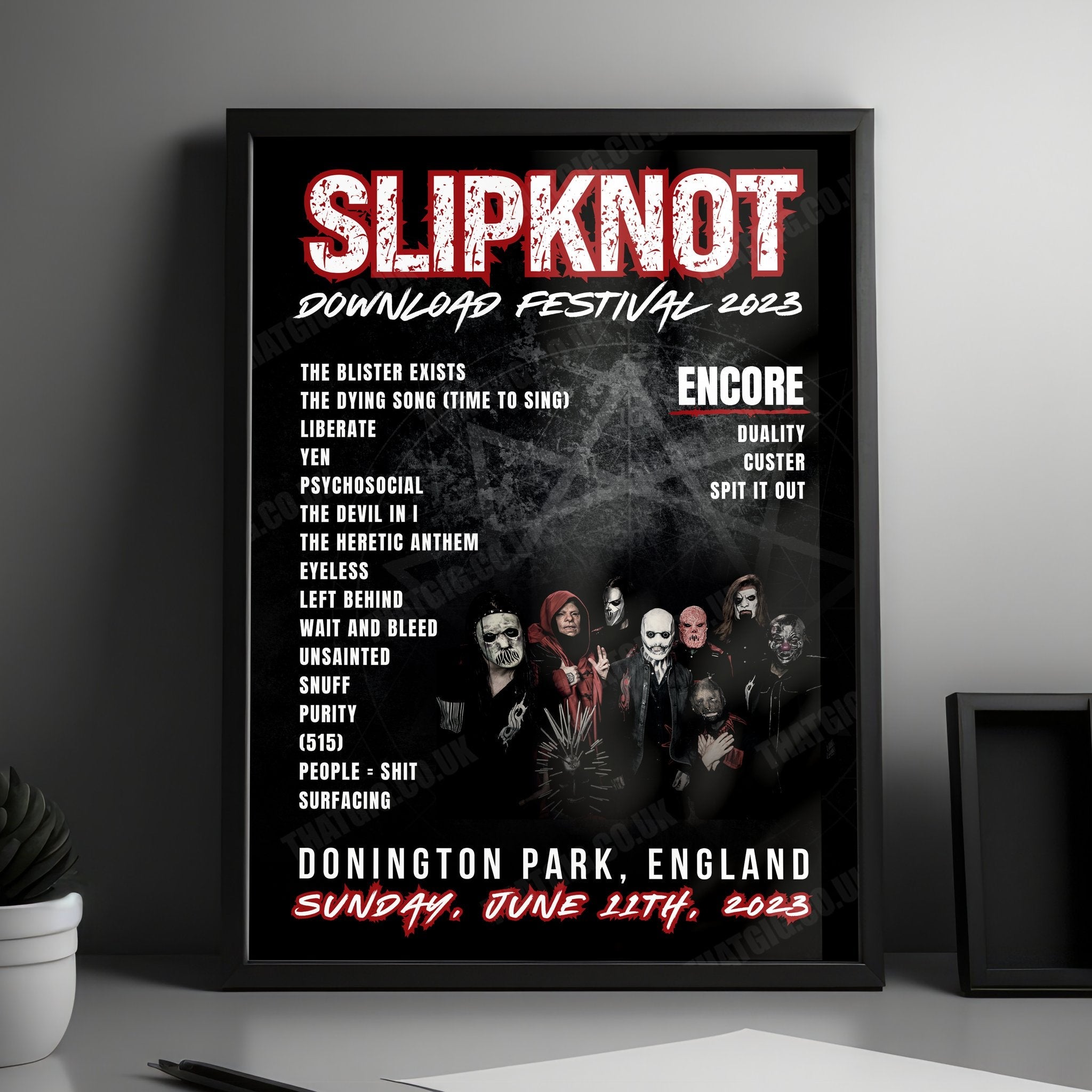 Slipknot Setlist Poster- Download Festival, Donington Park - June 11th, 2023