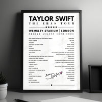 Taylor Swift Setlist Poster - Wembley, London - August 16th 2024