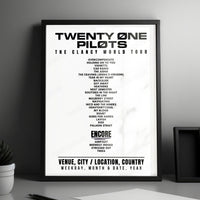 twenty one pilots Setlist Poster - Rocket Mortgage FieldHouse, Cleveland - September 28th, 2024