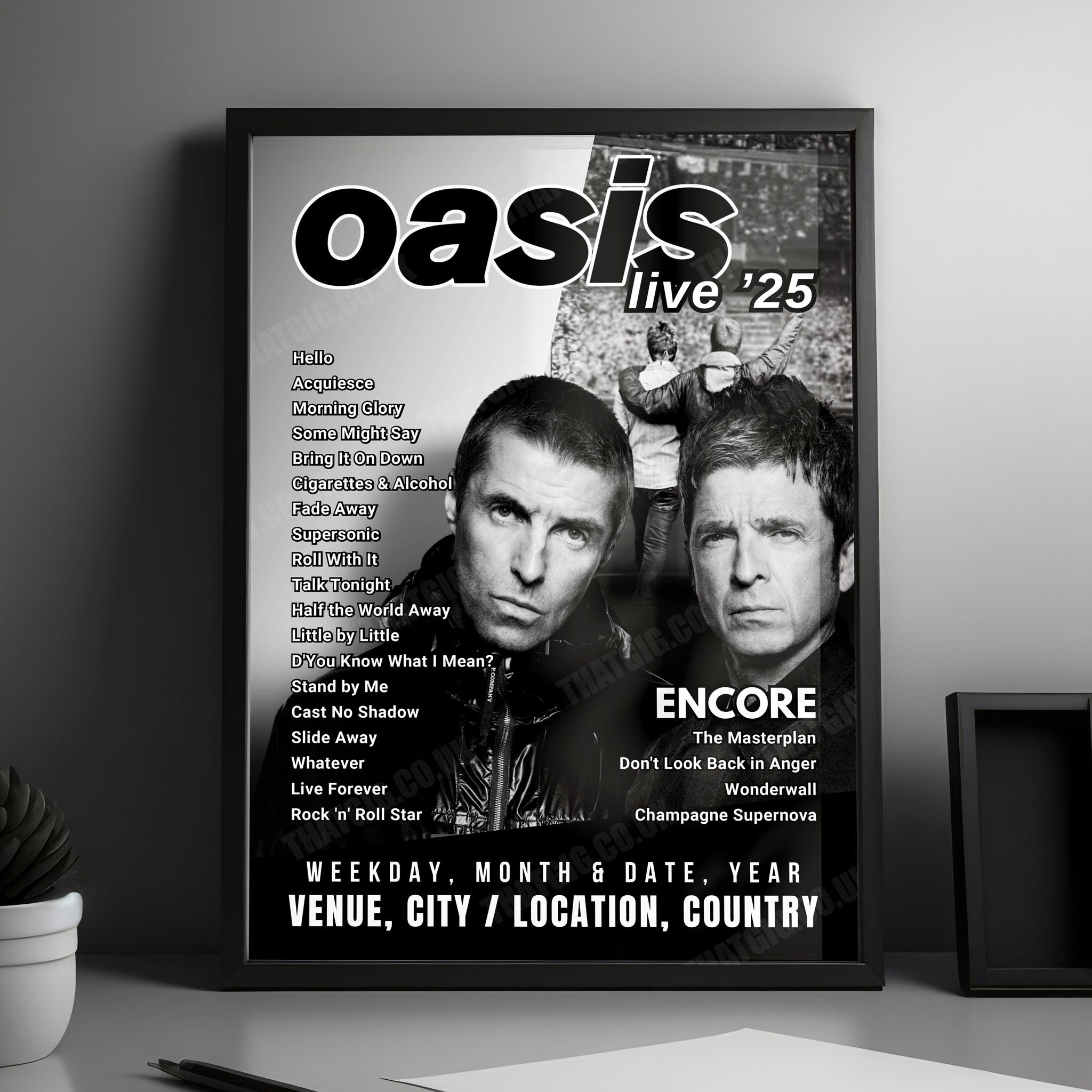 Oasis Setlist Poster - Rogers Stadium, Toronto - August 24th, 2025