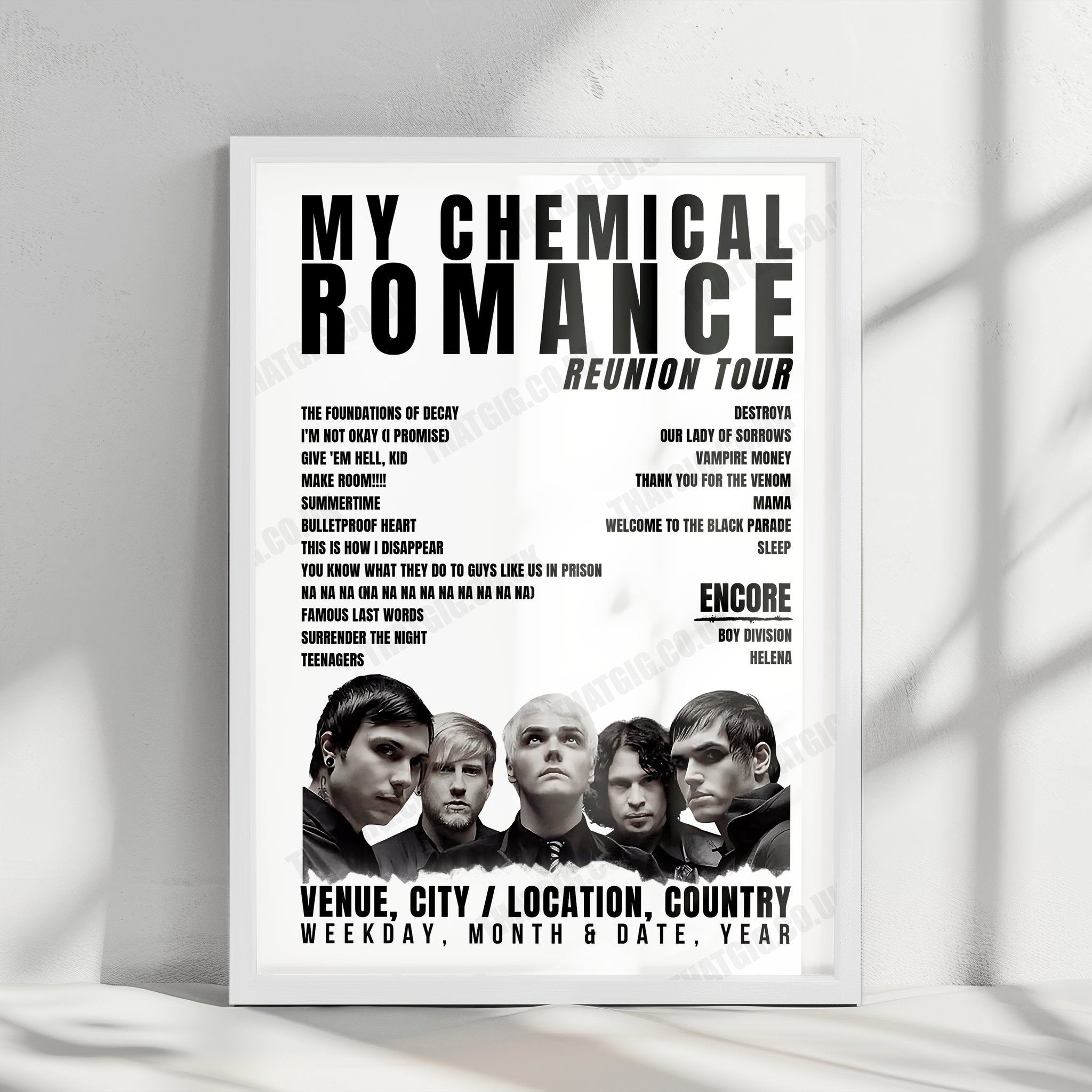 My Chemical Romance Setlist Poster - Stadium MK, Milton Keynes - May 19th, 2022