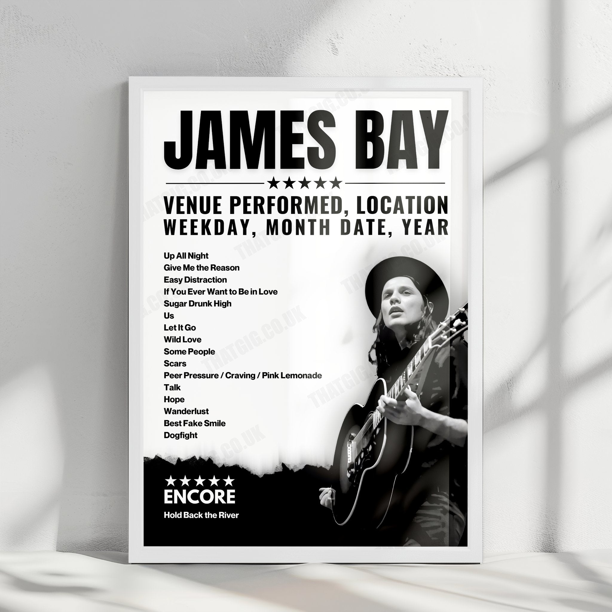 James Bay Setlist Poster - KFC Yum! Center, Louisville - August 31st, 2022