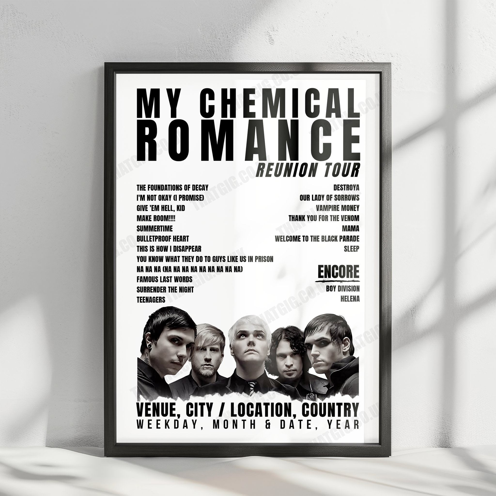 My Chemical Romance Setlist Poster - Discovery Park, Sacramento - October 8th, 2022