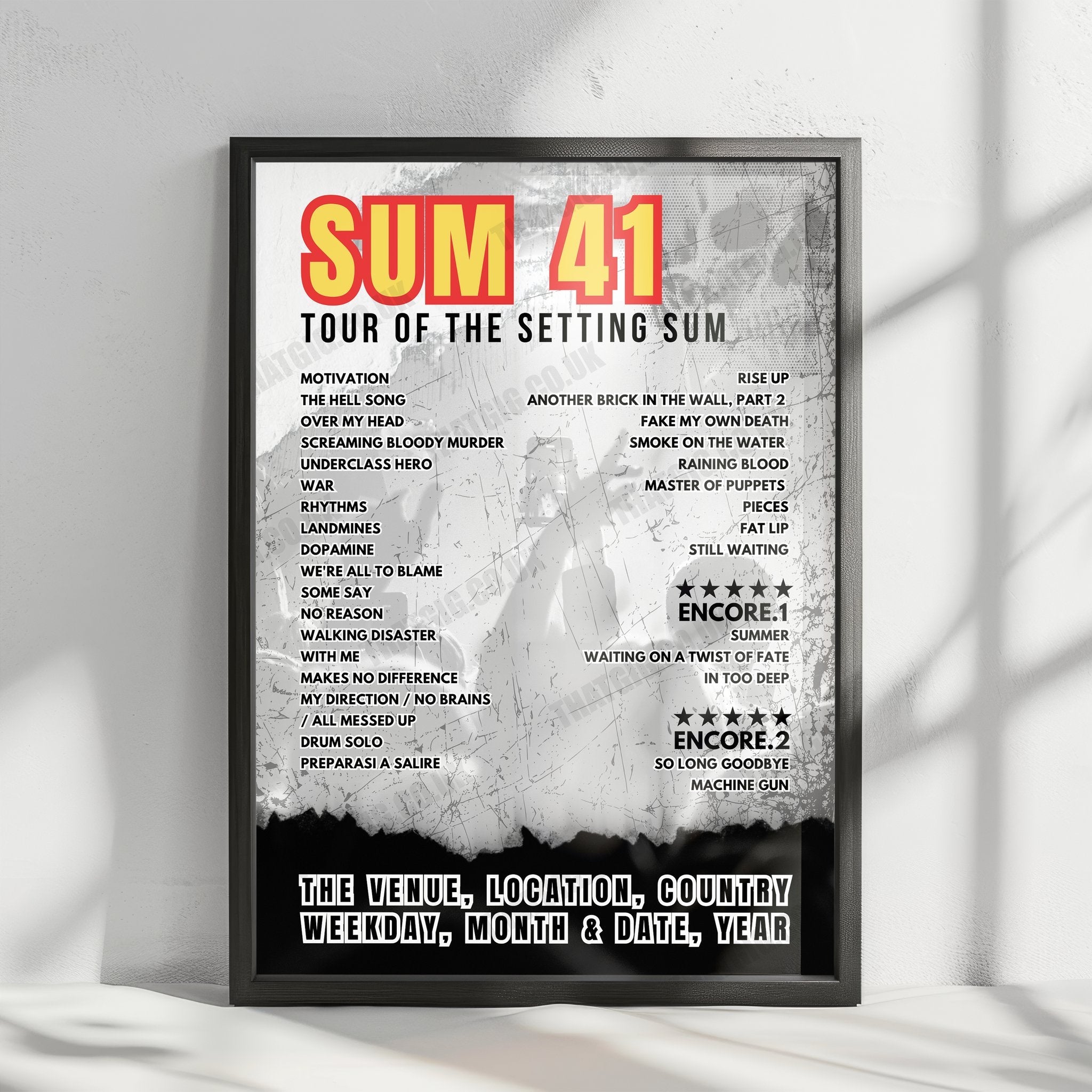 Sum 41 Setlist Poster - Eichenring, Scheeßel - June 23rd, 2024