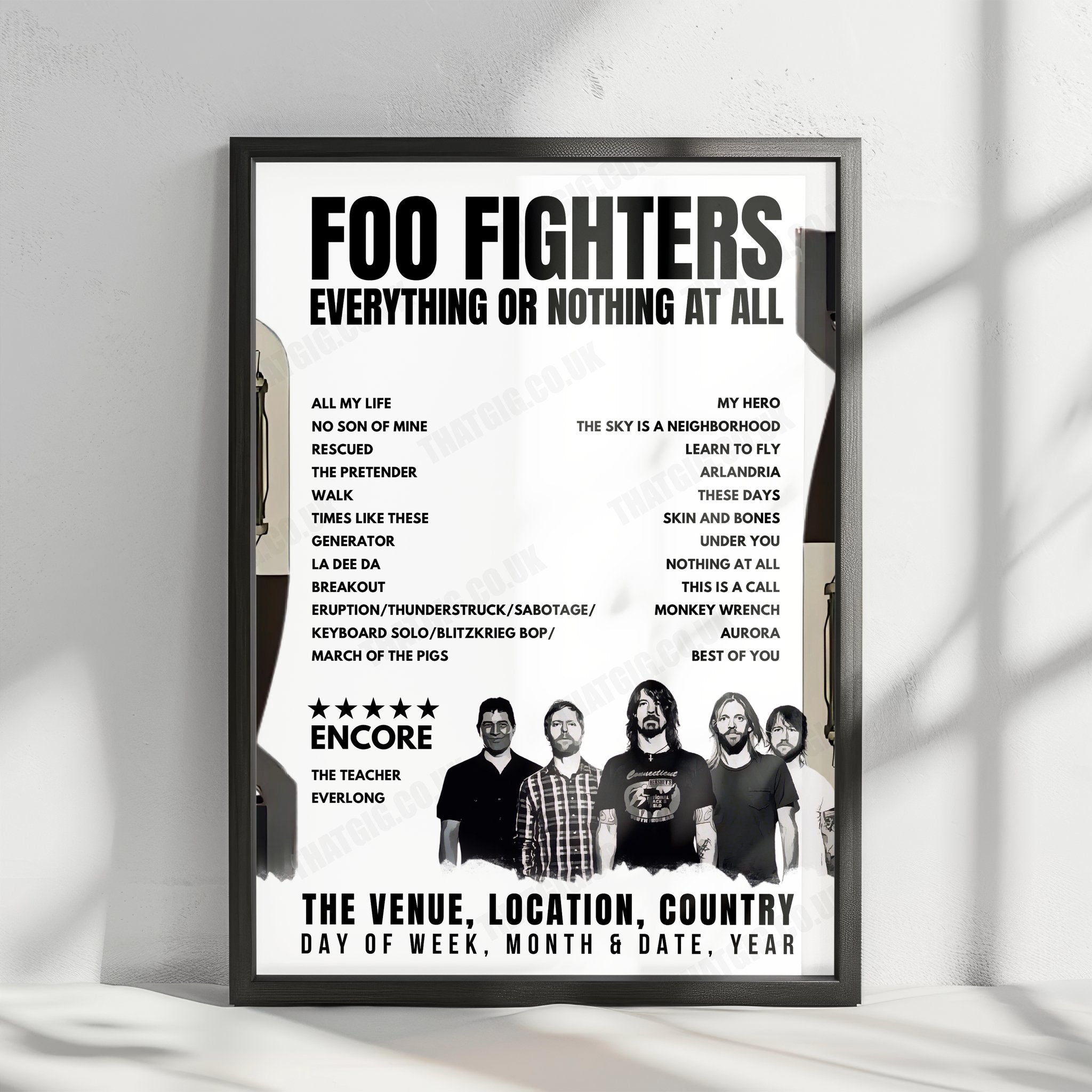Foo Fighters Setlist Poster - Dos Equis Pavilion, Dallas - May 1st, 2024