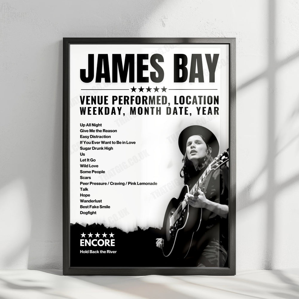James Bay Setlist Poster - Razzmatazz, Barcelona - November 2nd, 2022