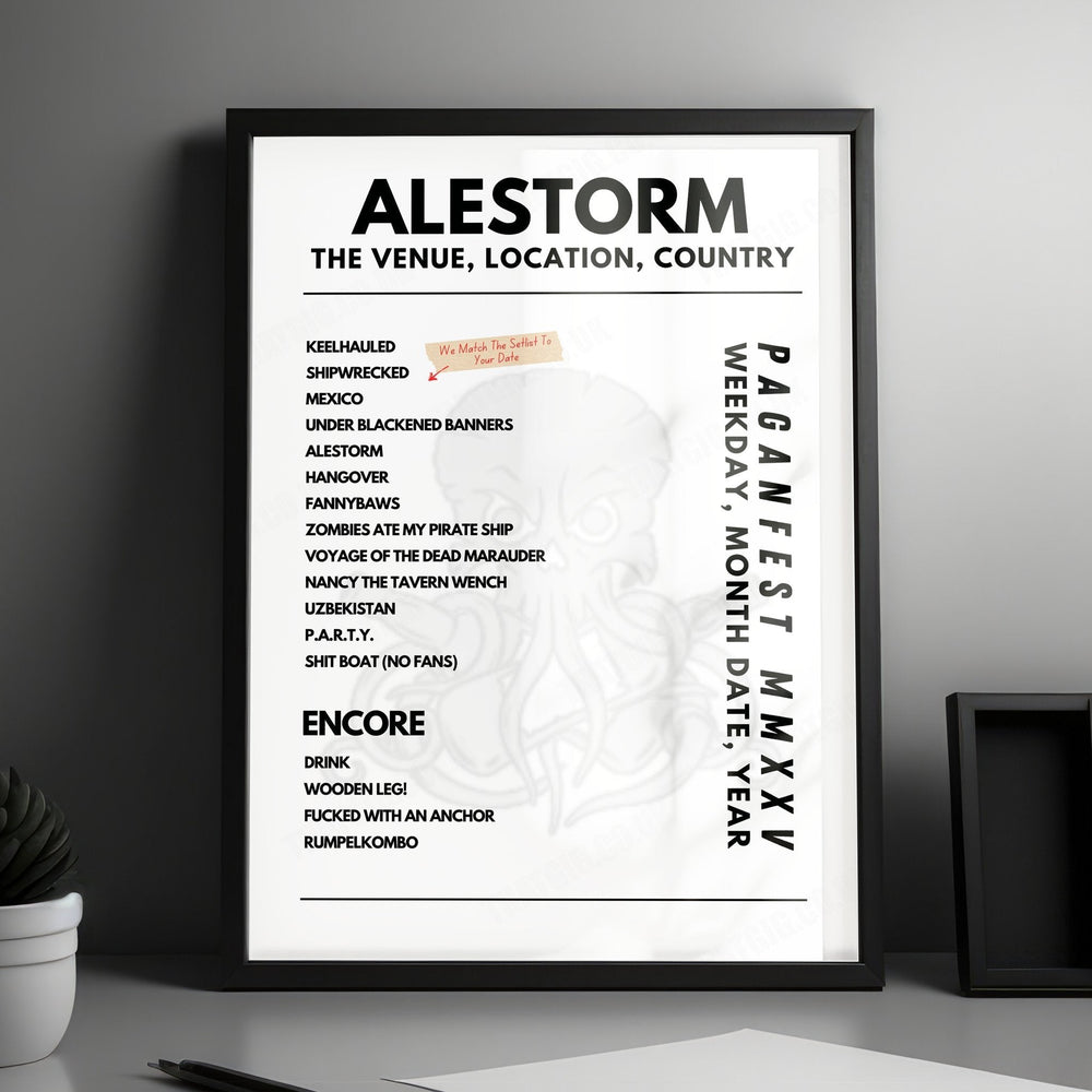 Alestorm Setlist Poster - O2 Academy Brixton, London - January 19th, 2025