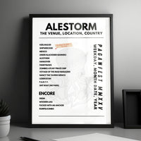 Alestorm Setlist Poster - Le Zénith, Paris, France - January 22nd, 2025