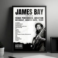 James Bay Setlist Poster - The Middlesbrough Empire, Middlesbrough - May 9th, 2022