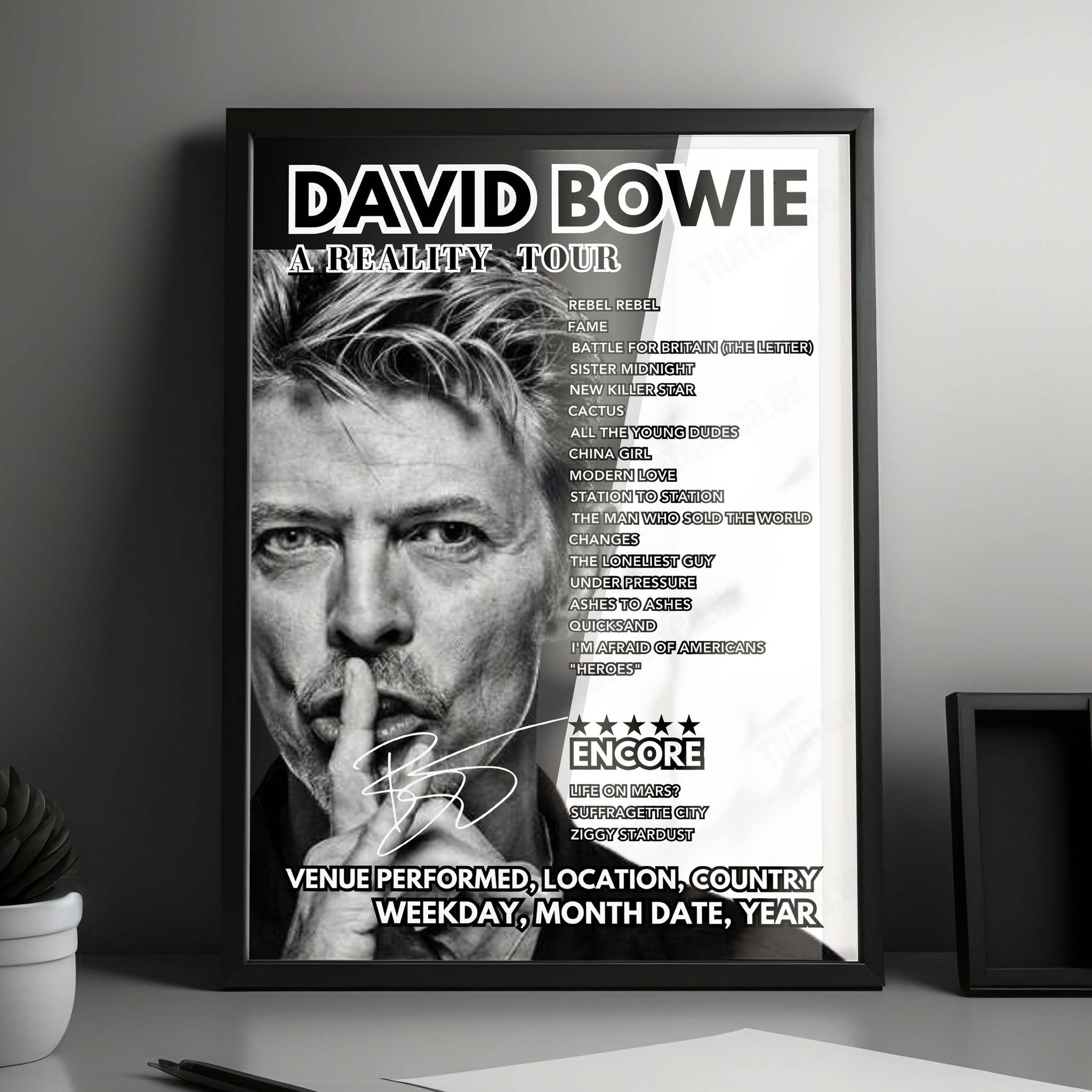 David Bowie Setlist Poster - Murat Theatre, Indianapolis - May 20th, 2004