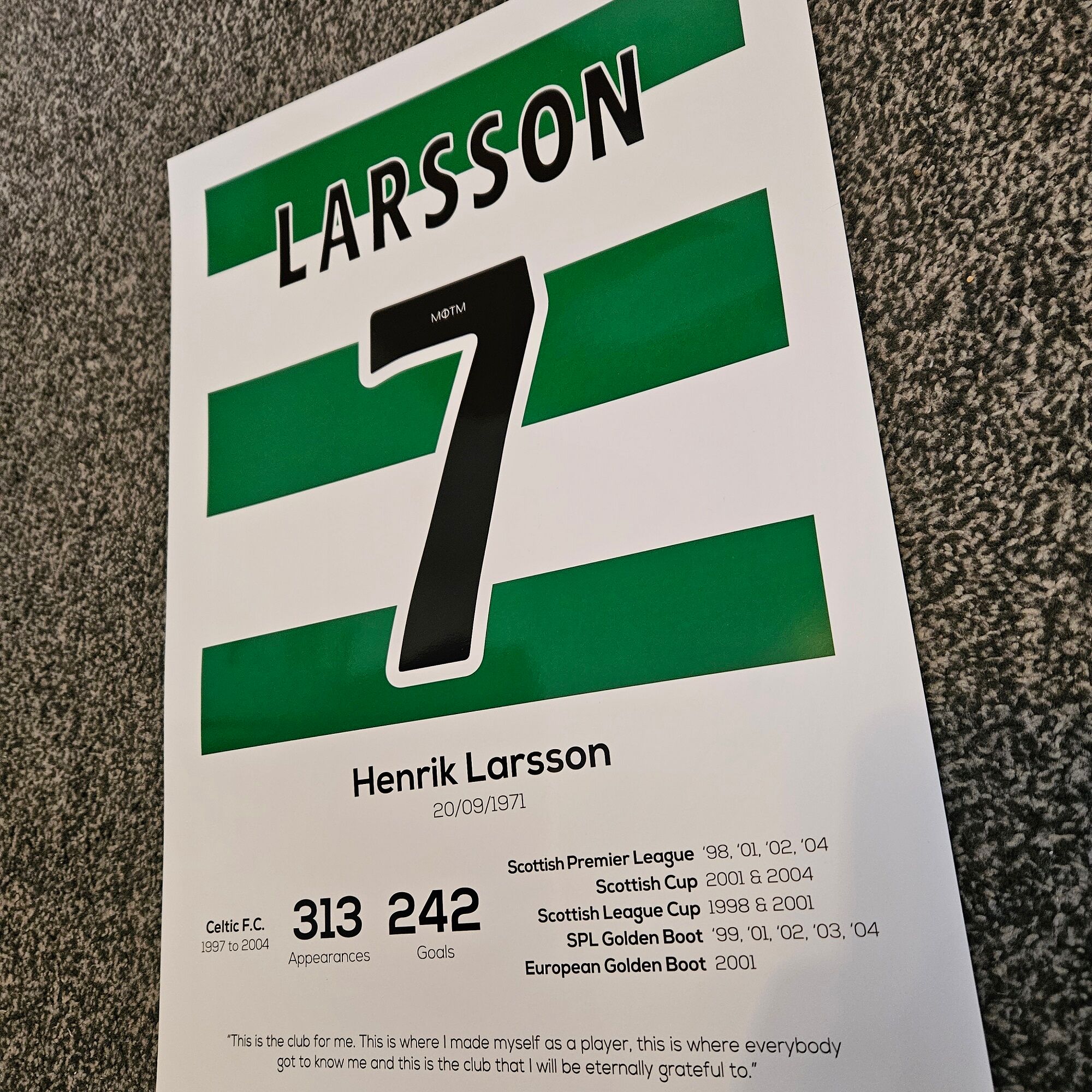 Henrik Larsson Legend Stats Print