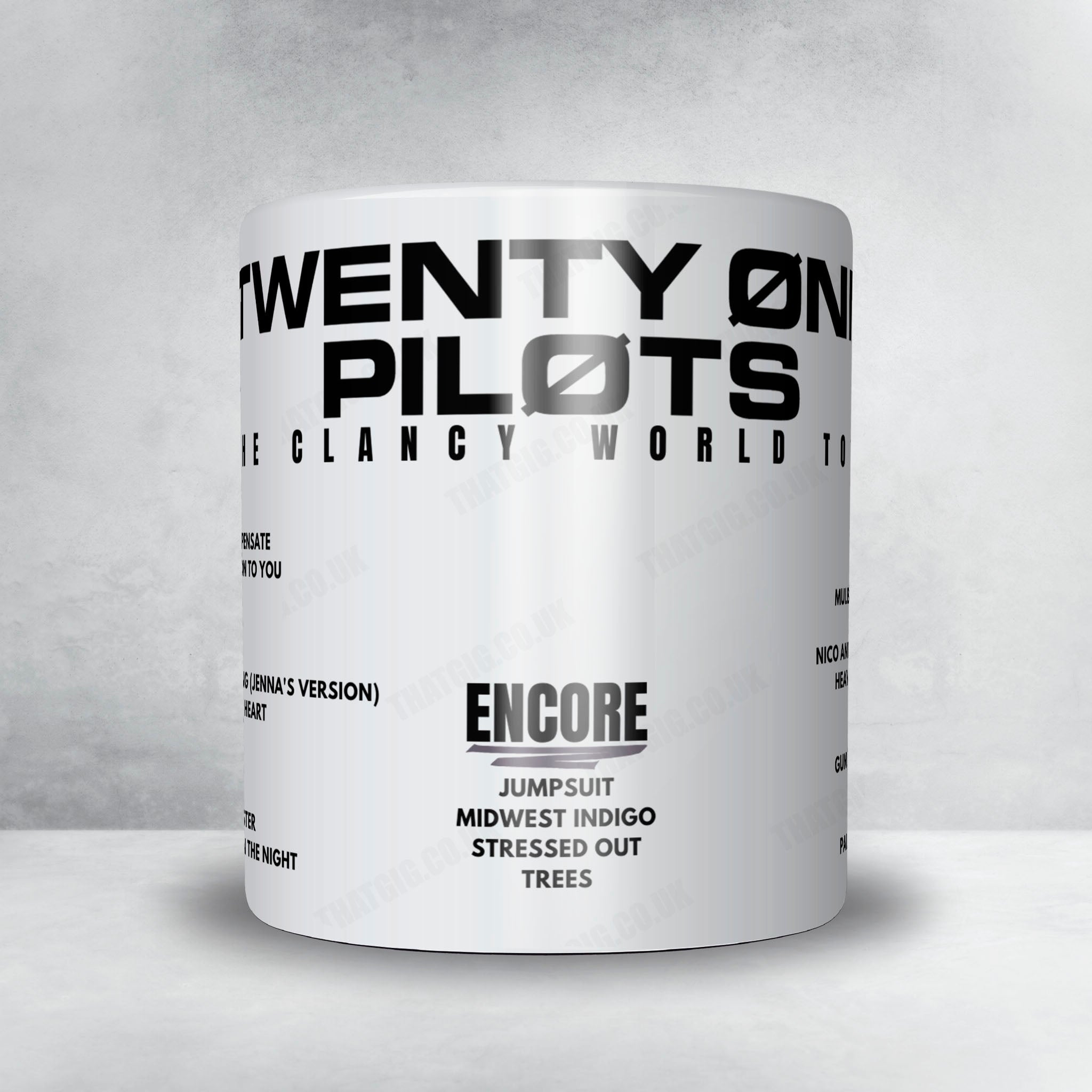 twenty one pilots Setlist Mug - Estadio Bicentenario de La Florida, Santiago - January 19th, 2025