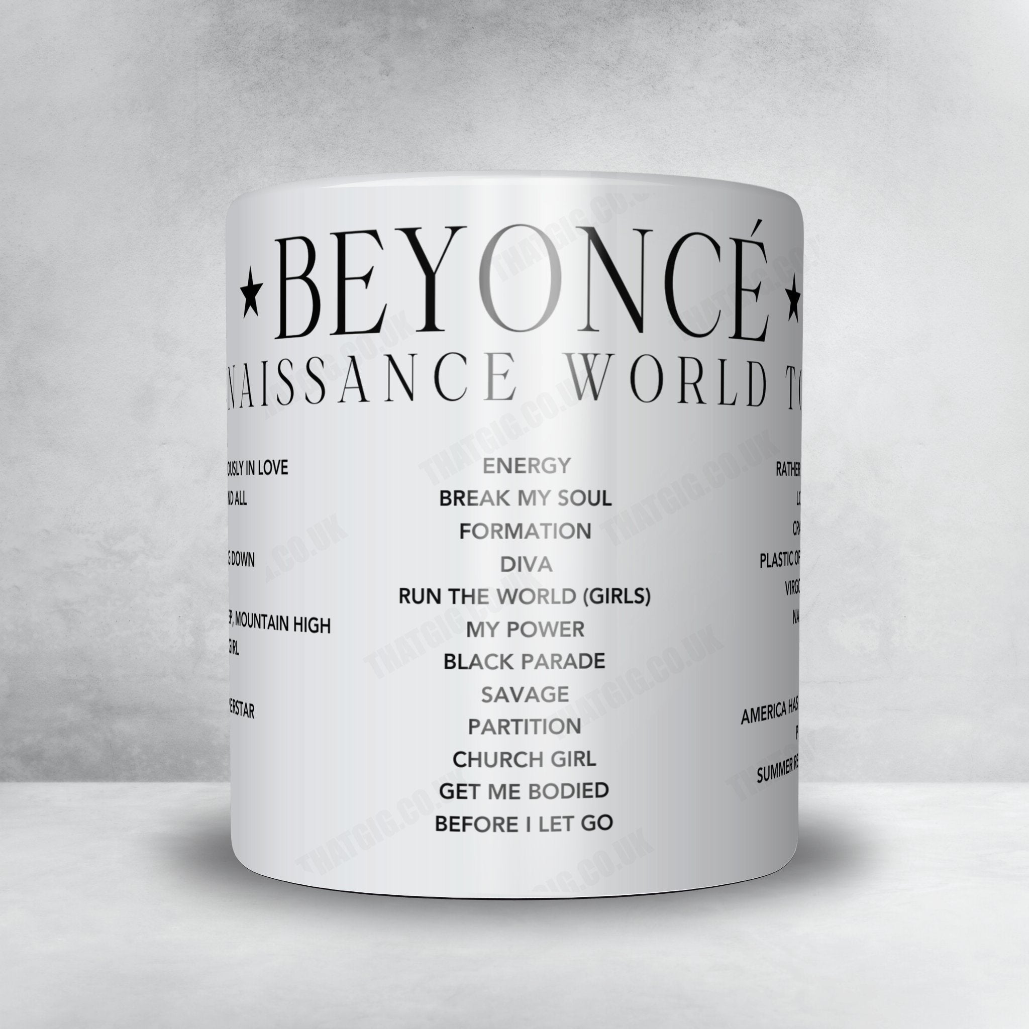 Beyoncé Setlist Mug - Allegiant Stadium, Las Vegas - August 27th, 2023