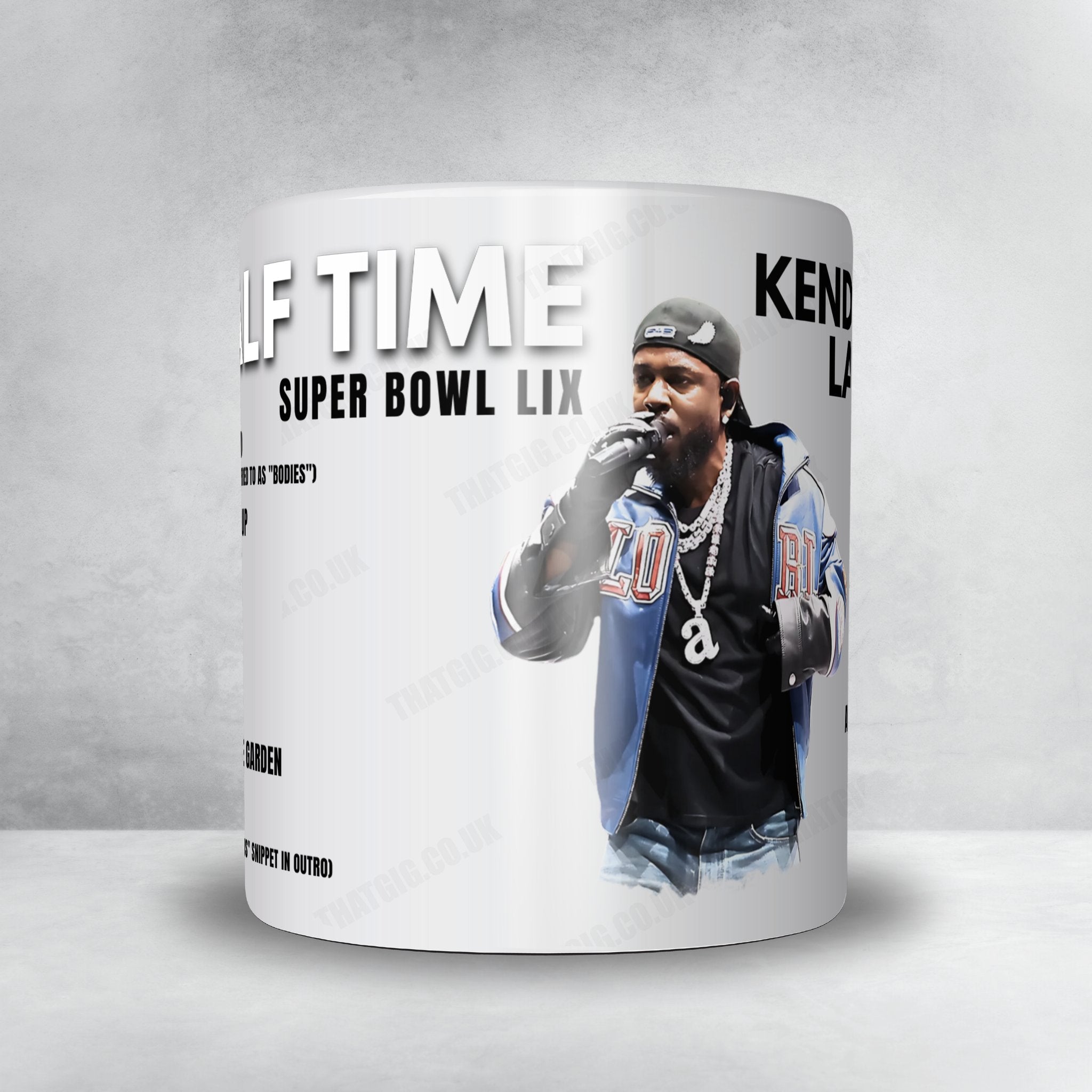 Kendrick Lamar Setlist Mug -  Halftime Super Bowl LIX, Caesars Superdome, New Orleans - February 9th, 2025