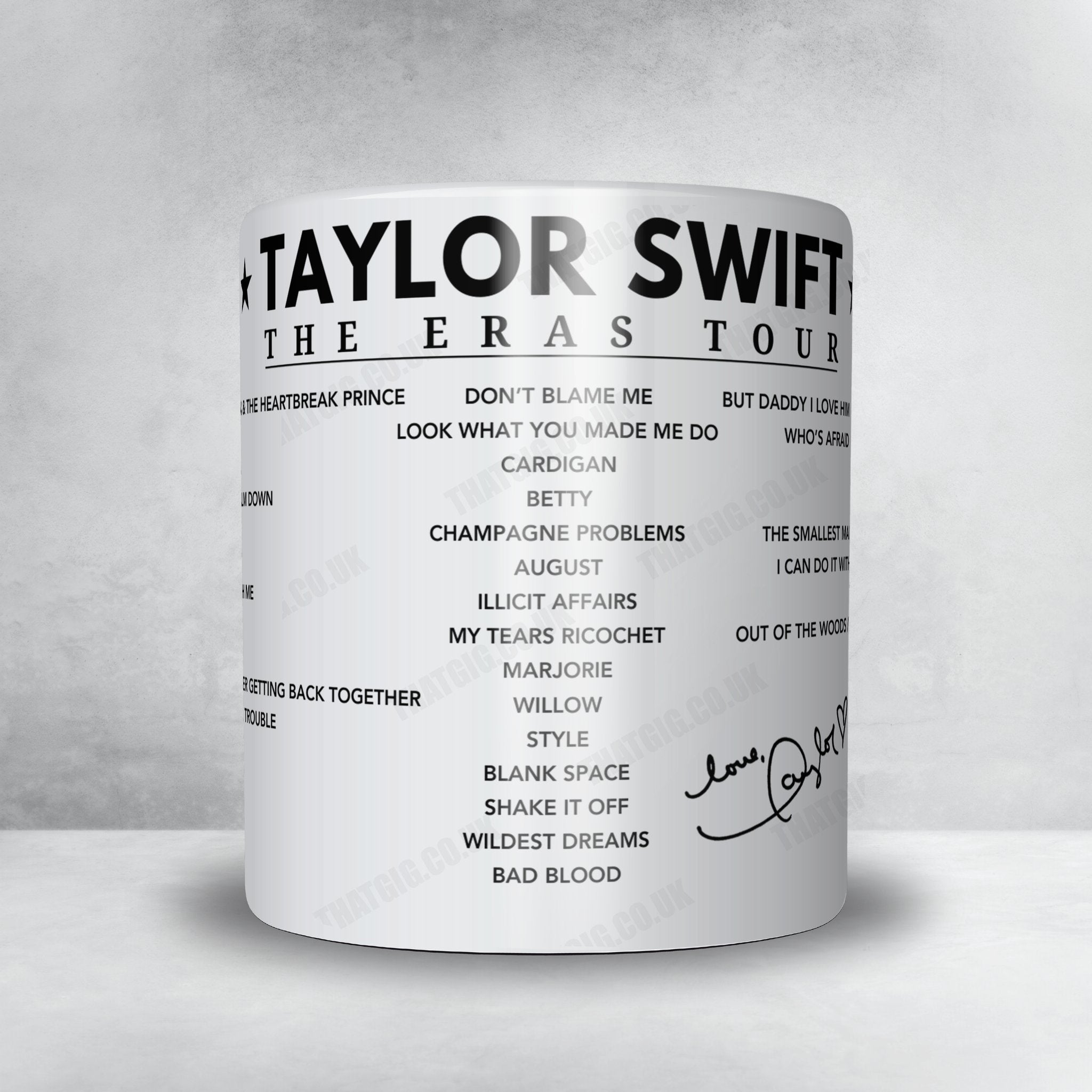 Taylor Swift Setlist Mug - Wembley Stadium, London on June 23rd 2024.