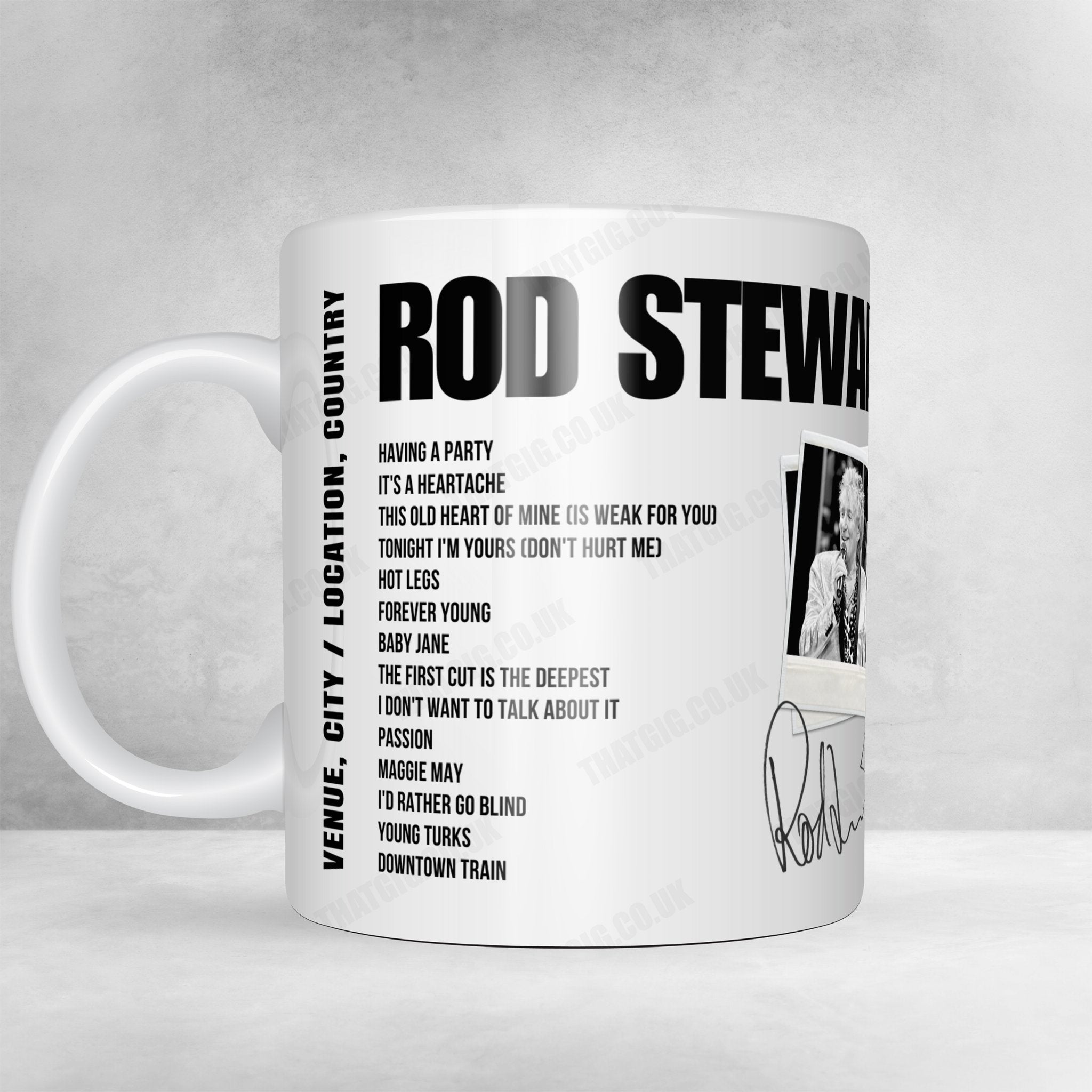 Rod Stewart Setlist Mug - The Colosseum at Caesars Palace, Las Vegas, NV, USA - July 26th, 2024