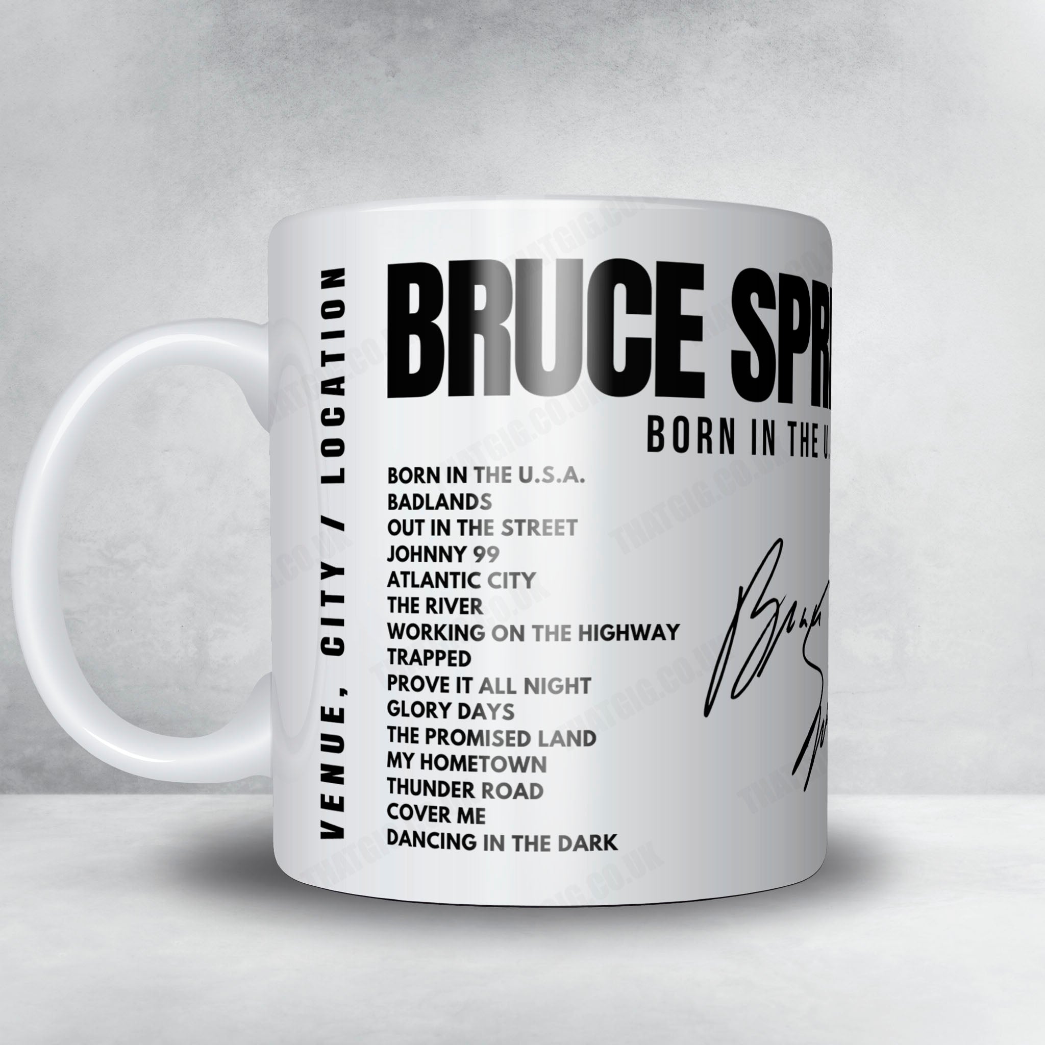 Bruce Springsteen Setlist Mug - Richfield Coliseum, Richfield - July 8th, 1984