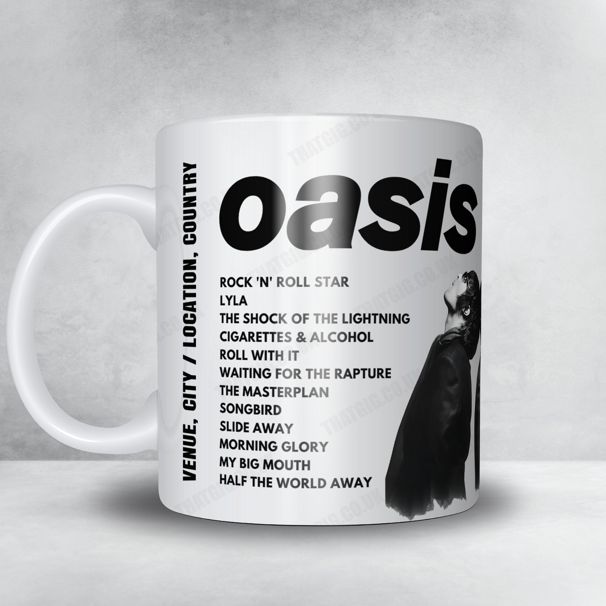 Oasis Setlist Mug - V Festival, Weston Park, England - August 22nd, 2009