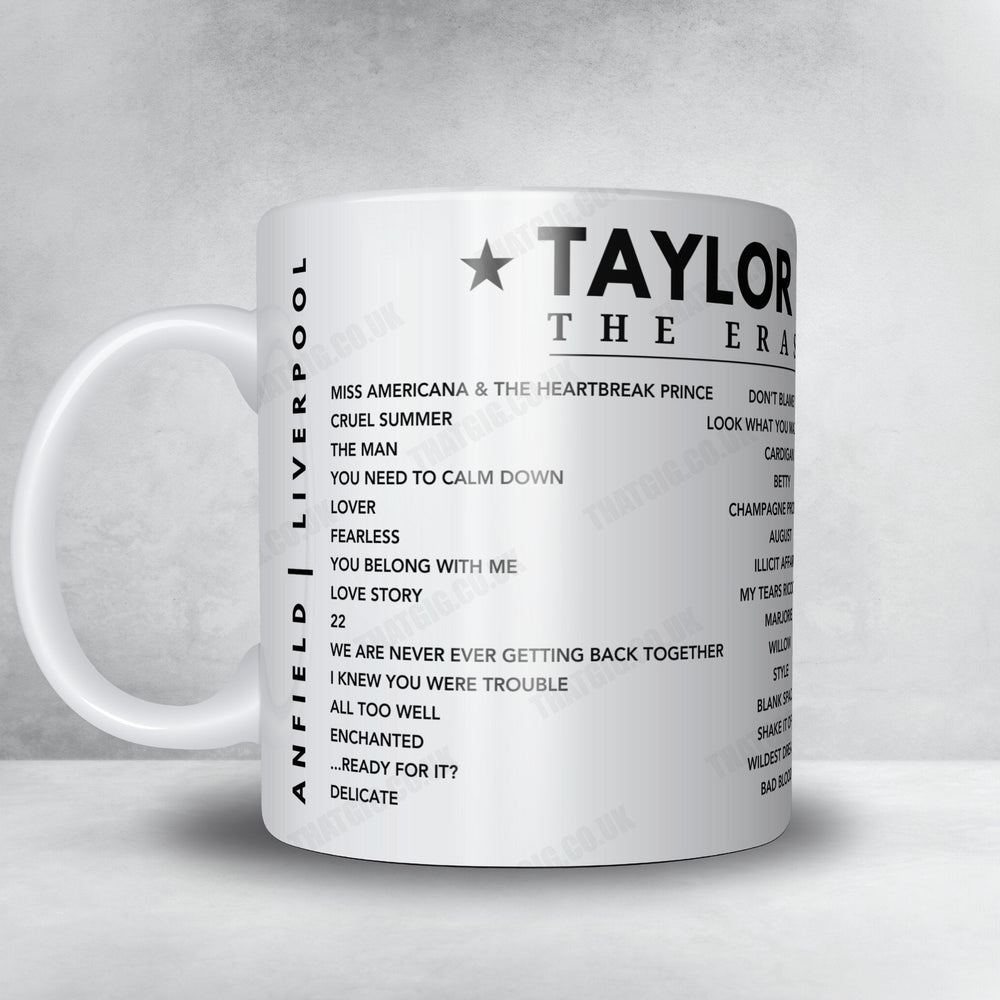 Taylor Swift Setlist Mug - Anfield, Liverpool, June 14th, 2024