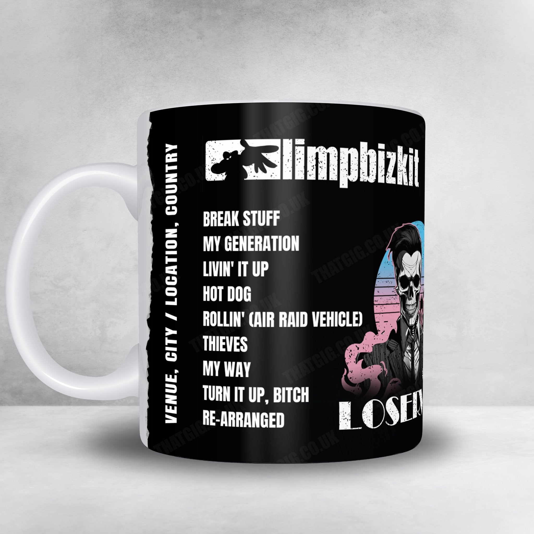 Limp Bizkit Setlist Mug - RV Inn Style Resorts Amphitheater, Ridgefield, WA, USA - August 21st, 2024