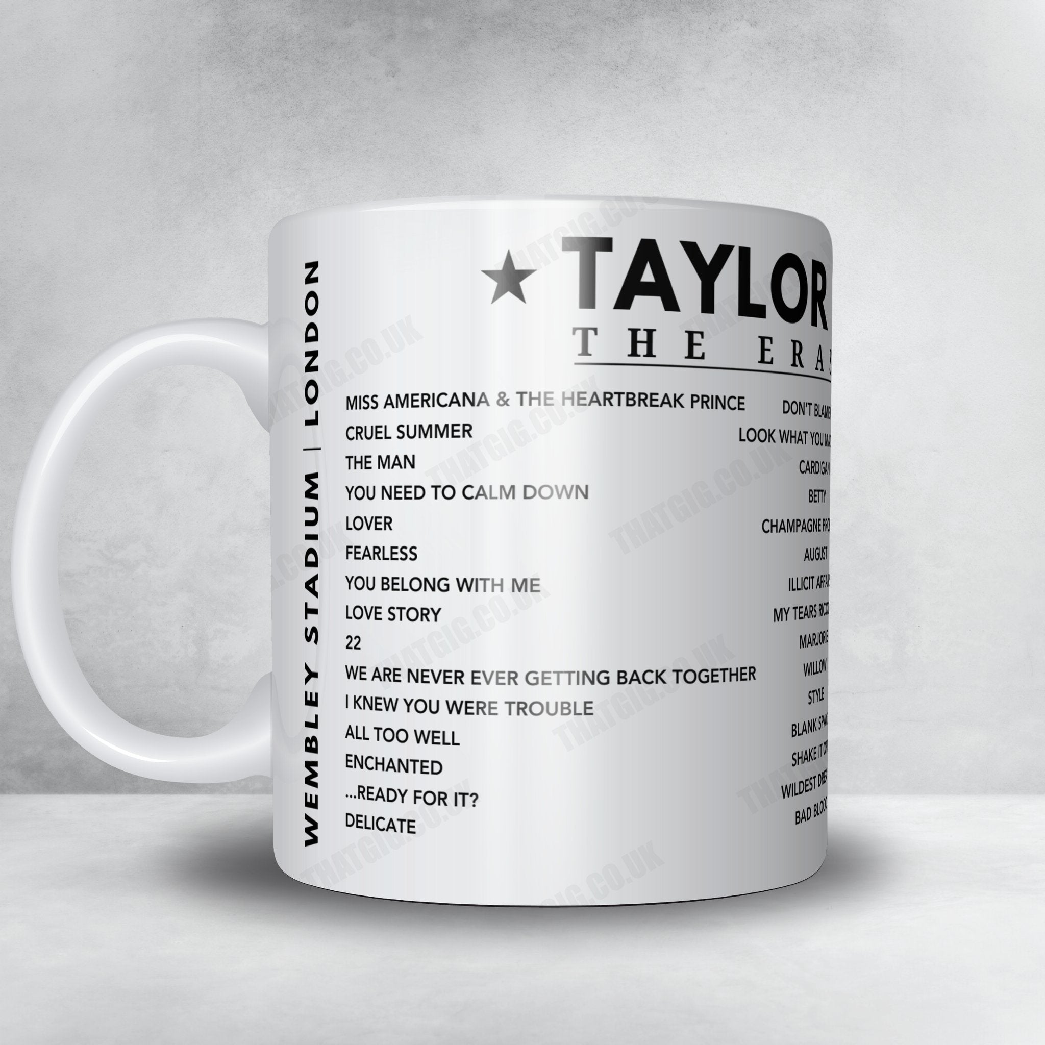 Taylor Swift Setlist Mug - Wembley Stadium, London - August 16th, 2024