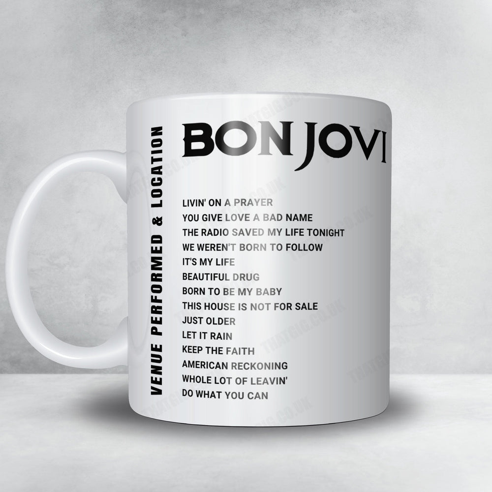Bon Jovi Setlist Mug - Bon Secours Wellness Arena, Greenville - April 11th, 2022