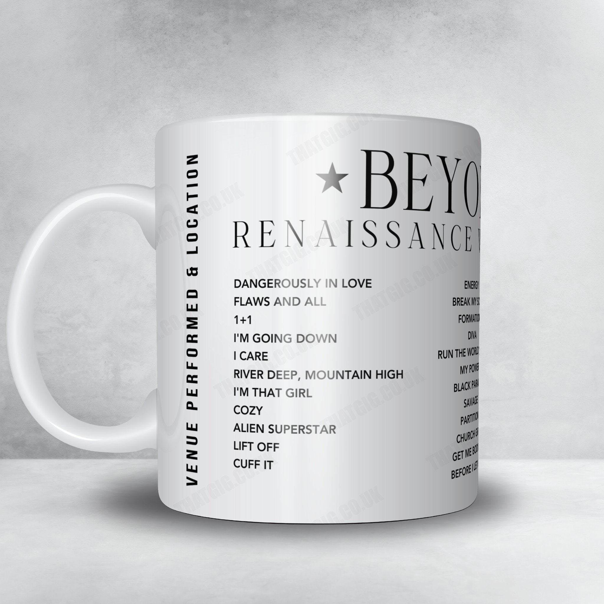 Beyoncé Setlist Mug - GEHA Field at Arrowhead Stadium, Kansas City - October 1st, 2023