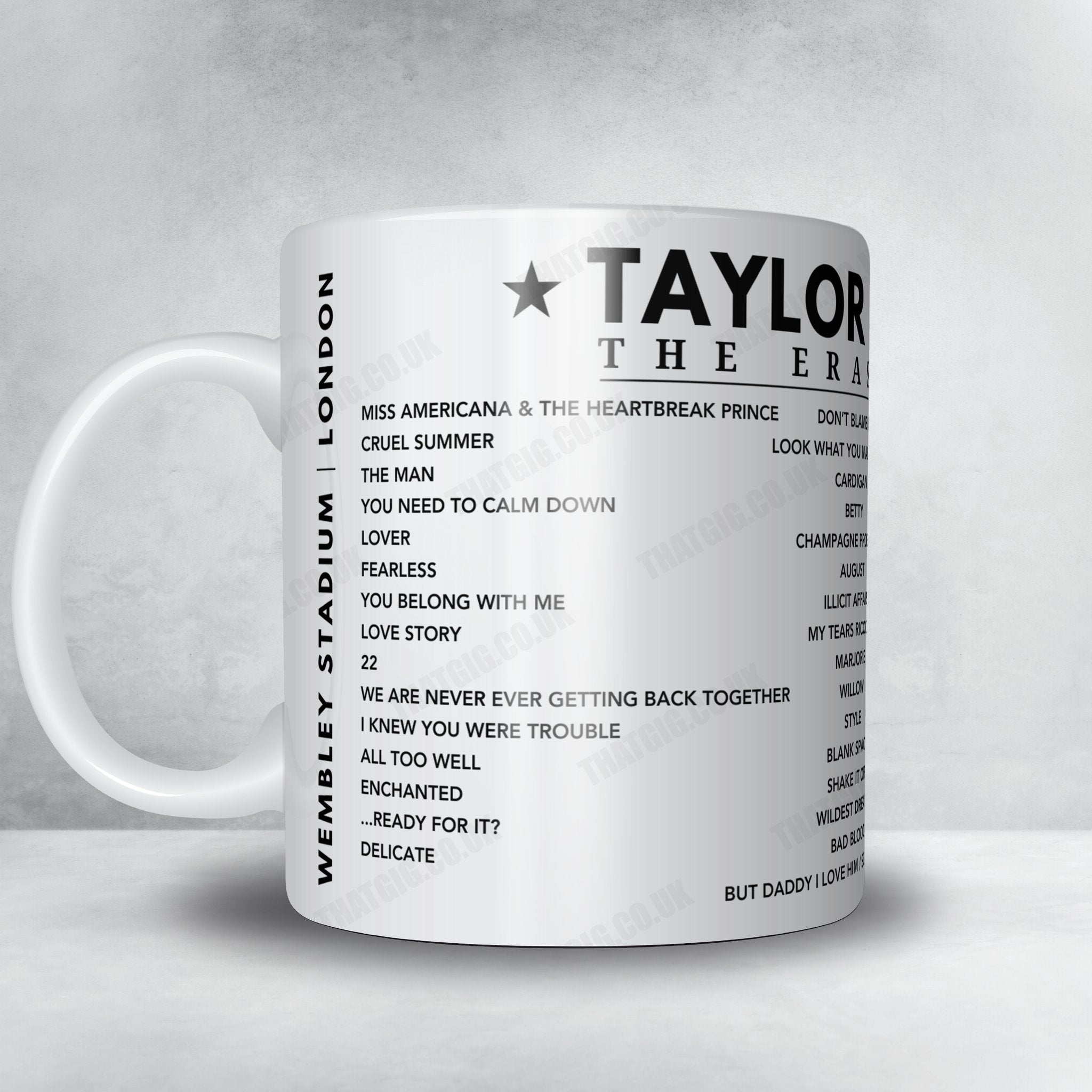 Taylor Swift Setlist Mug - Wembley Stadium, London - August 15th, 2024
