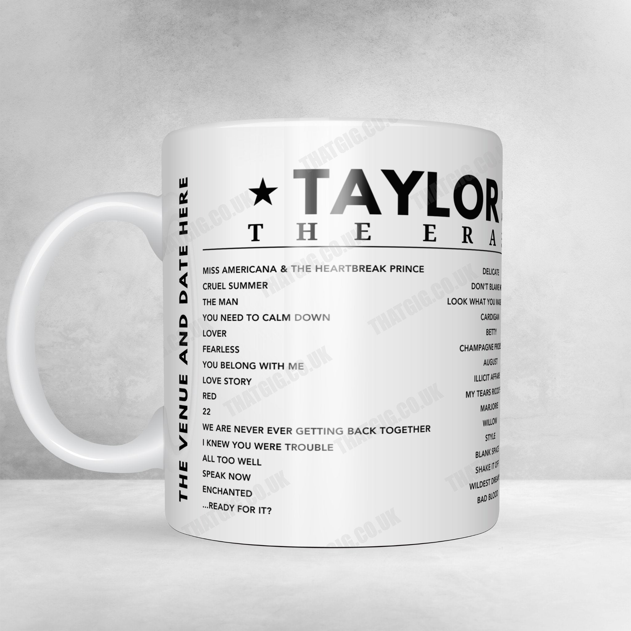 Taylor Swift Setlist Mug - Letzigrund Stadion, Zurich - July 9th, 2024