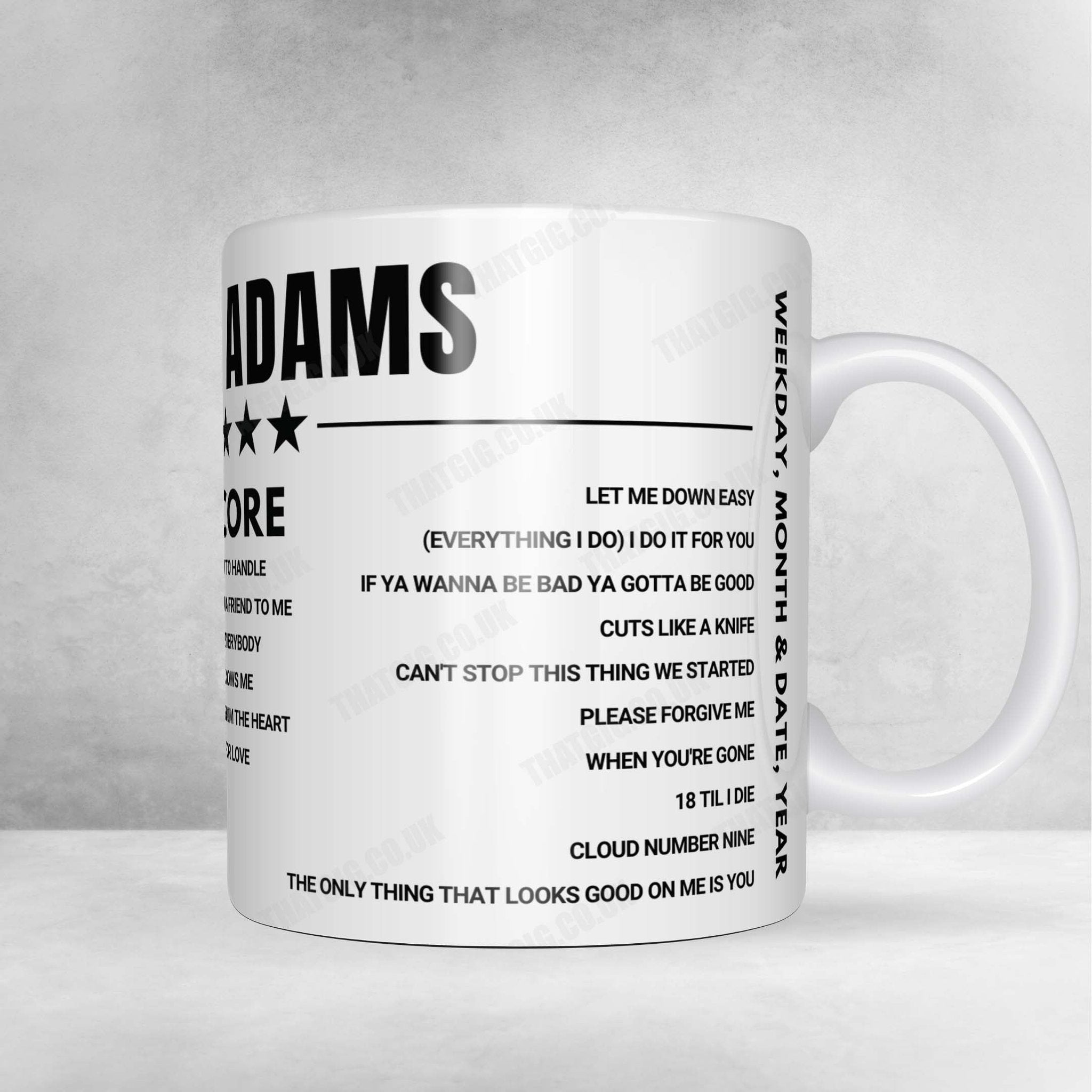 Bryan Adams Setlist Mug - Royal Arena, Copenhagen - May 2nd, 2024