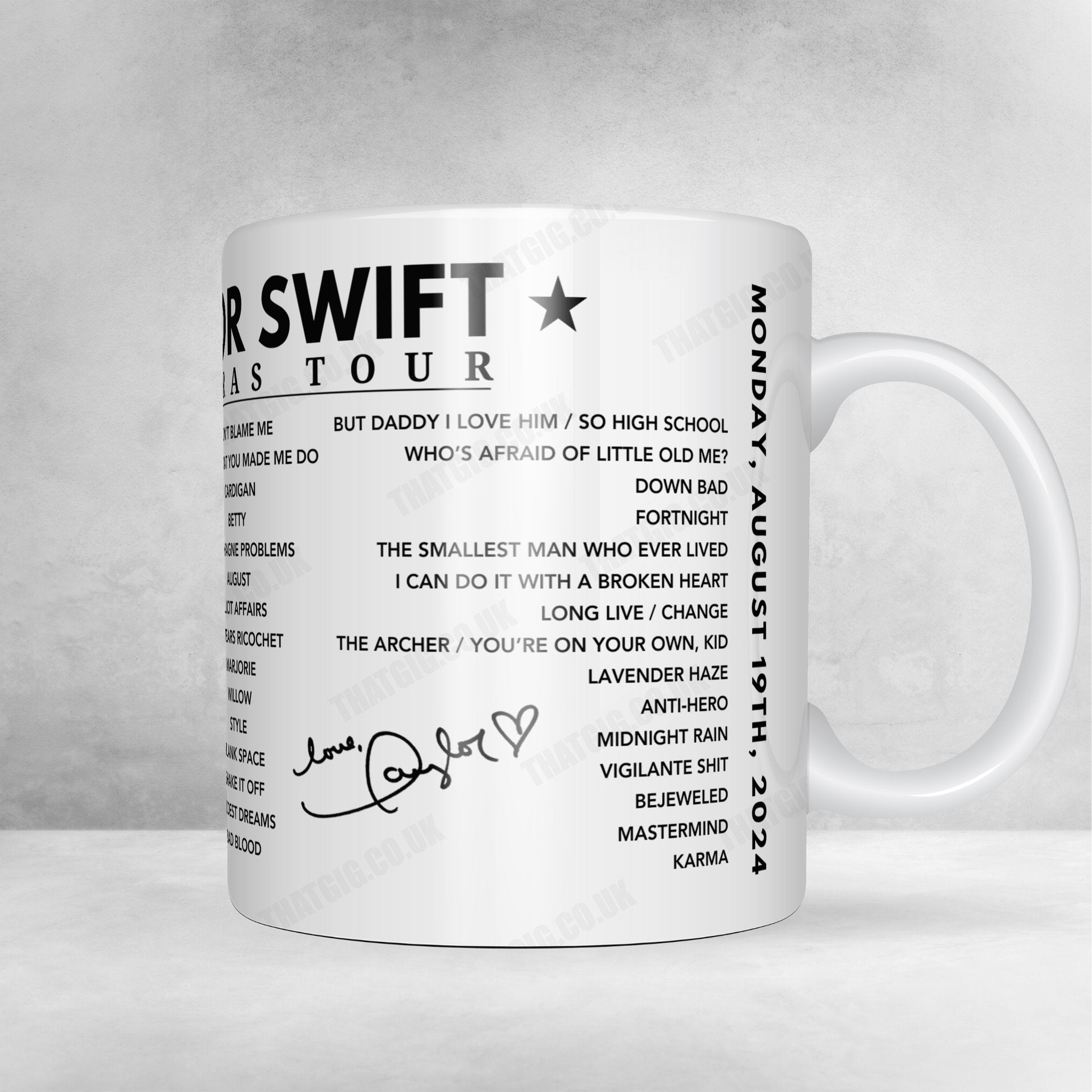 Taylor Swift Setlist Poster - Wembley, London - August 19th 2024