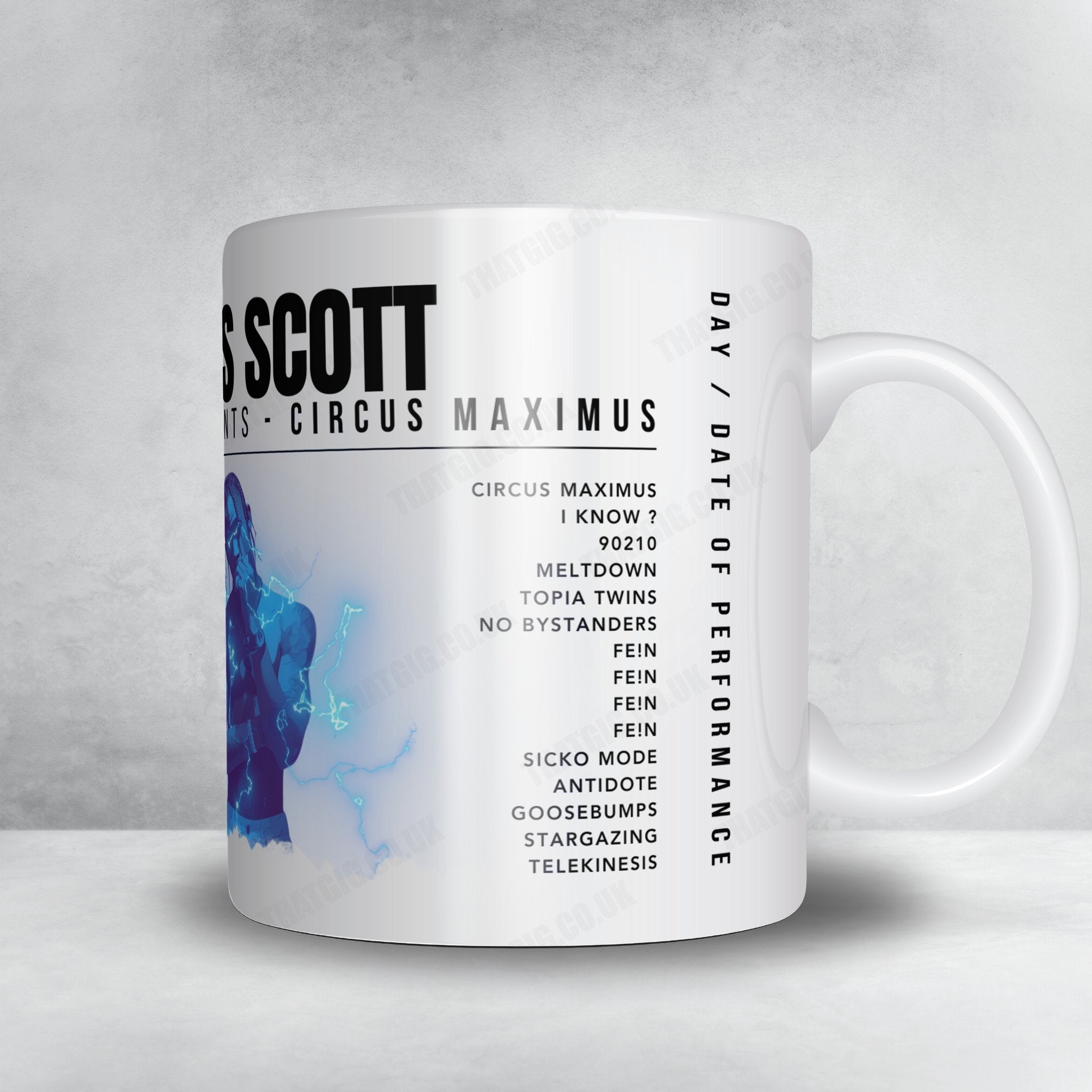 Travis Scott Setlist Mug - TD Garden, Boston - January 12th, 2024