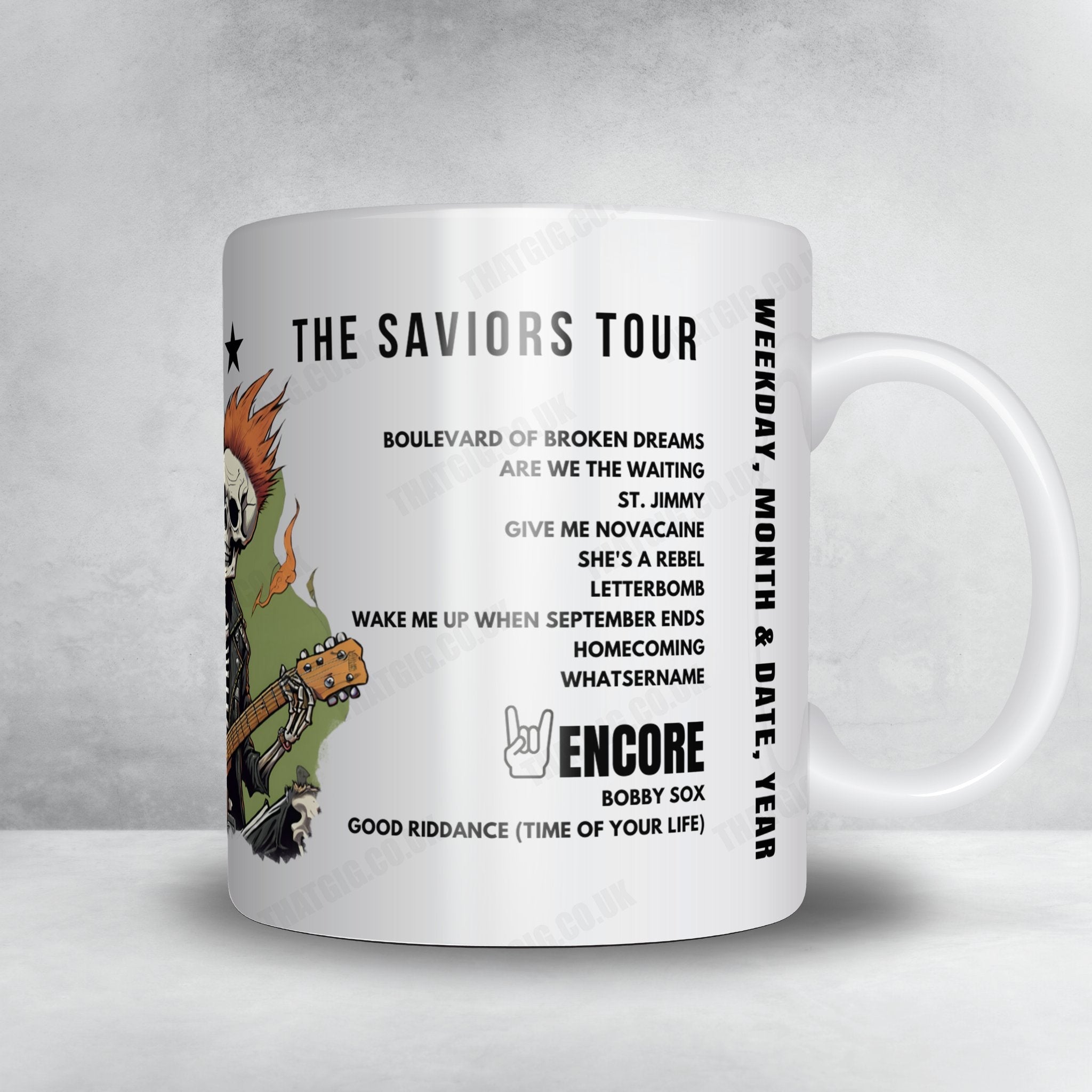 Green Day Setlist Mug - FNB Stadium, Johannesburg - January 19th, 2025