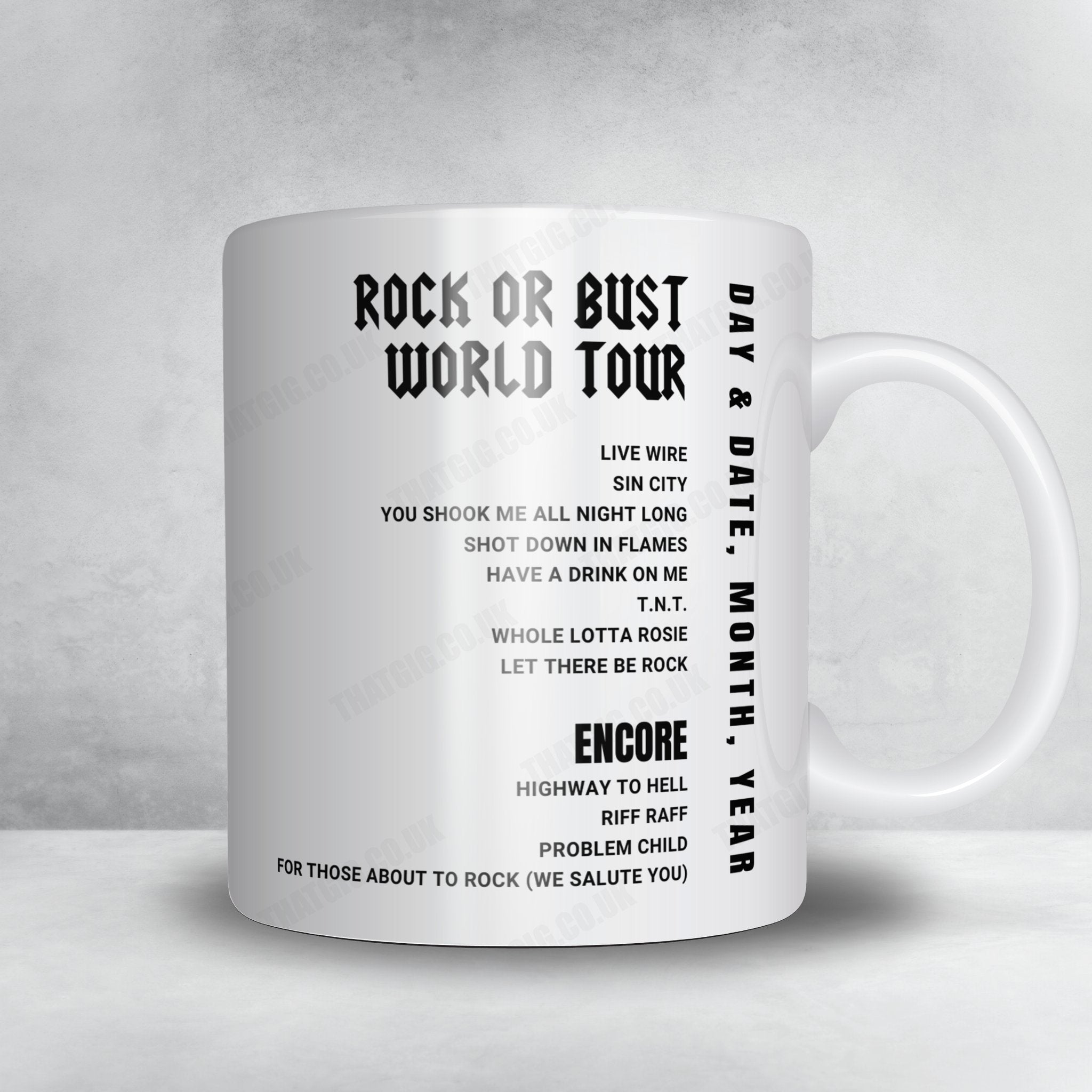 AC/DC Setlist Mug - Greensboro Coliseum, Greensboro - August 27th, 2016