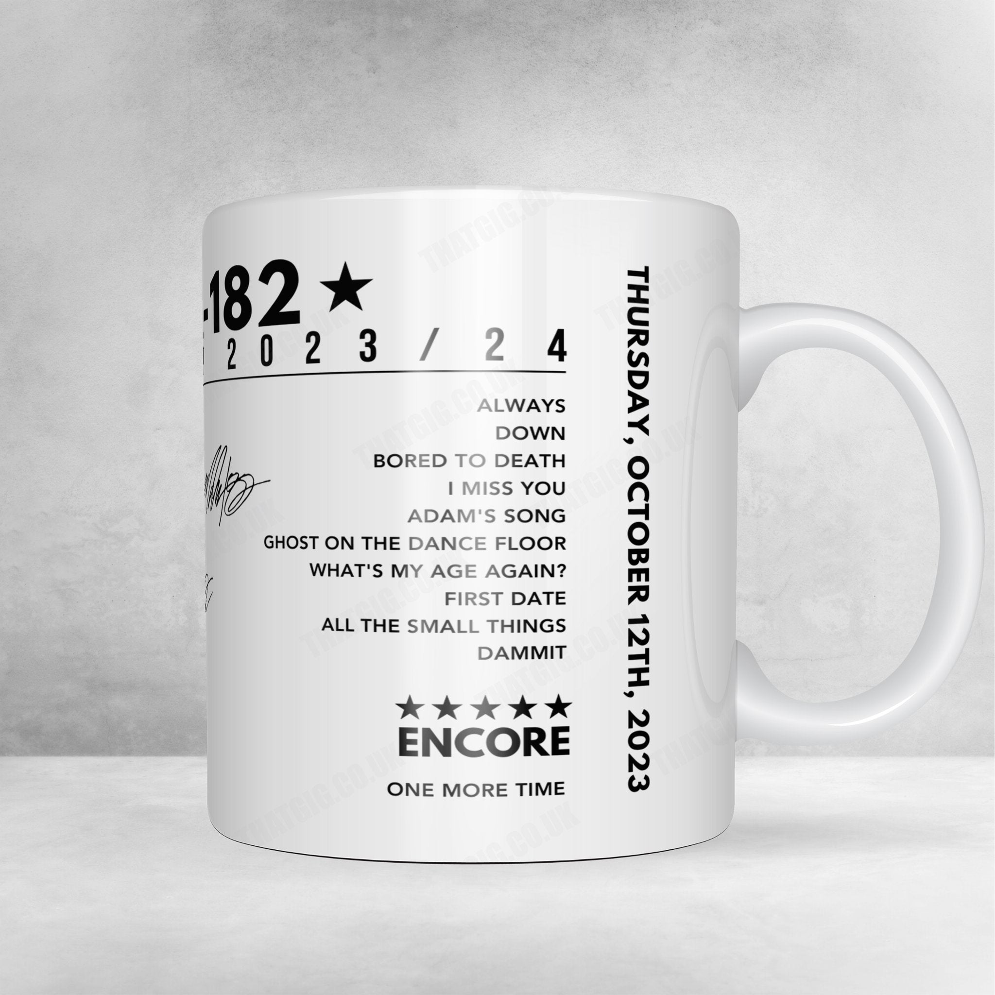 Blink-182 Setlist Mug - The O2 Arena, London - October 12th, 2023